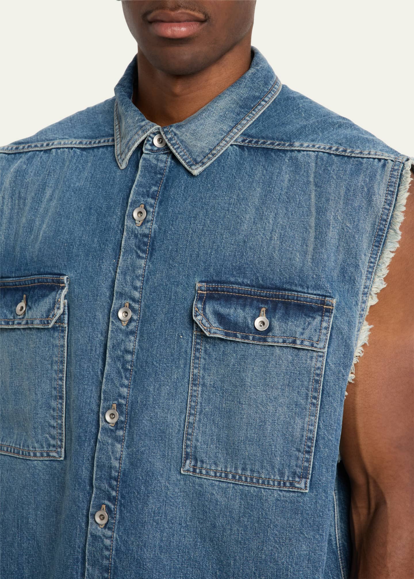 DRKSHDW RICK OWENS Men's Tommy Sleeveless Denim Shirt Image 5 of 5