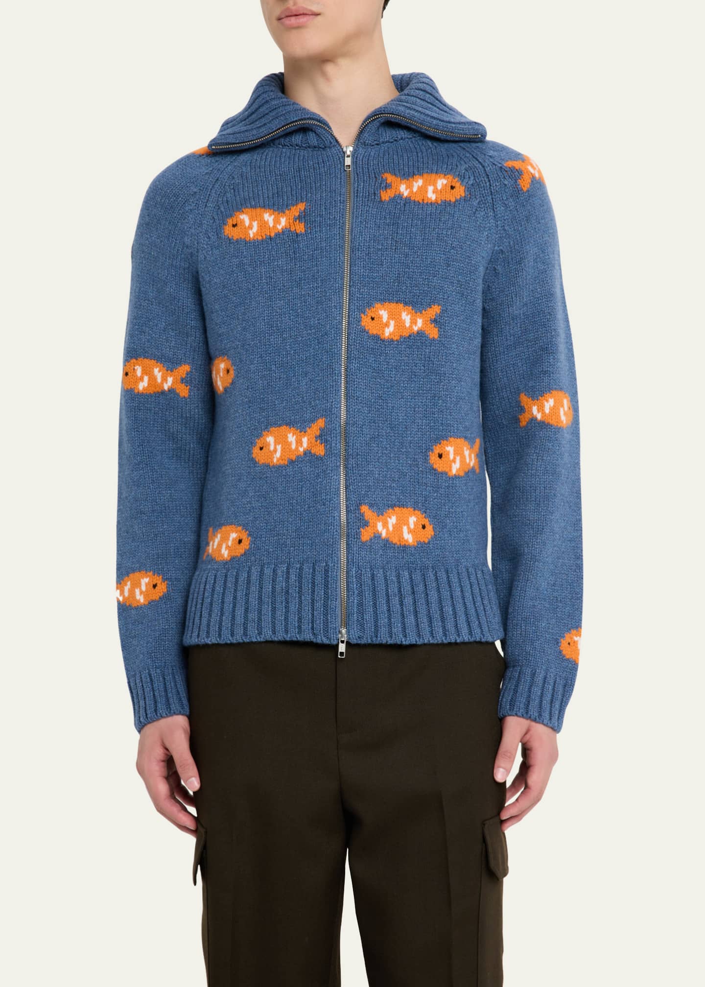 S.S. DALEY Men's Wool Goldfish Knit Full-Zip Sweater Image 4 of 5