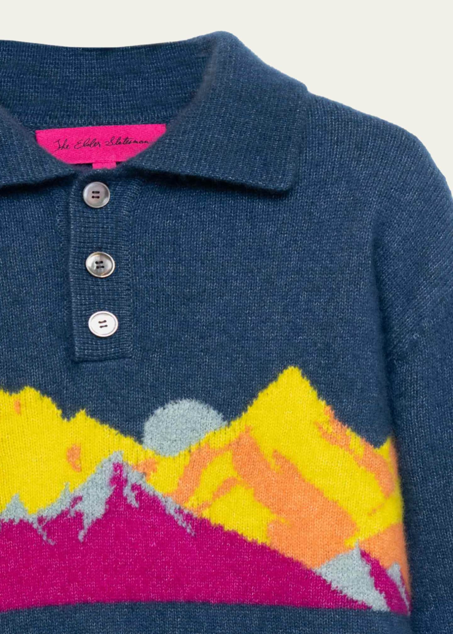 The Elder Statesman Men's Cashmere Rocky Mountain Rugby Sweater Image 2 of 2