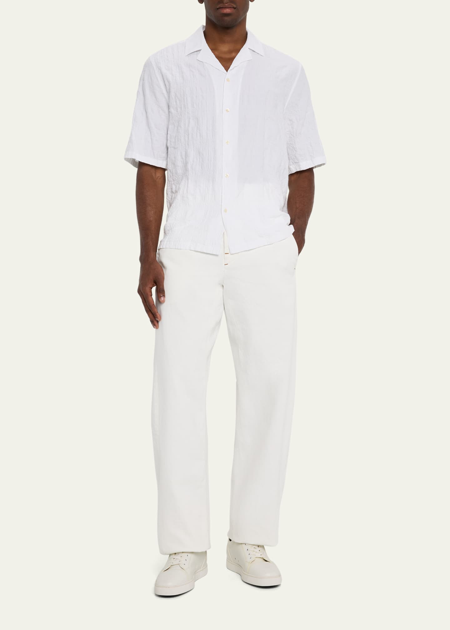 Officine Generale Men's Eren Seersucker Camp Shirt Image 2 of 5