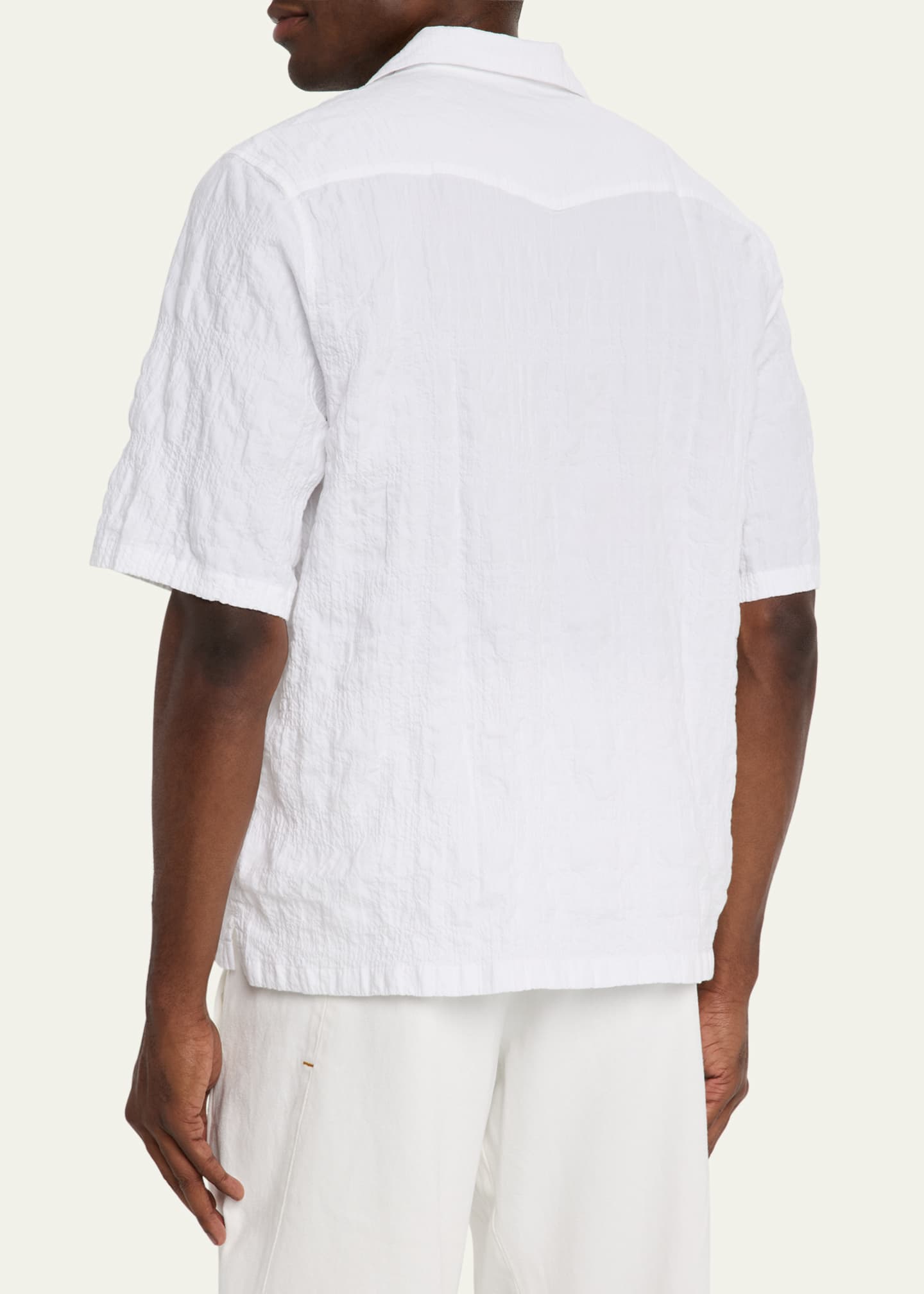 Officine Generale Men's Eren Seersucker Camp Shirt Image 3 of 5