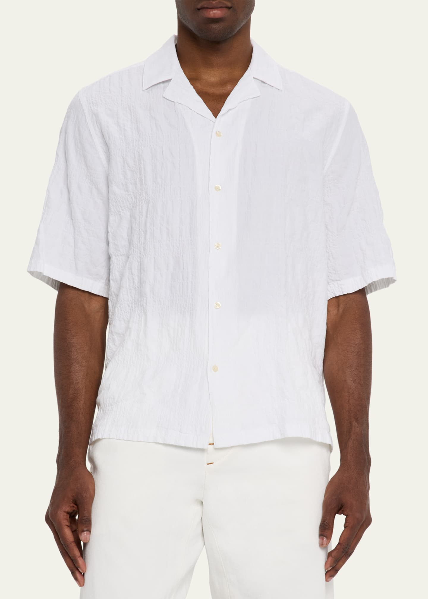 Officine Generale Men's Eren Seersucker Camp Shirt Image 4 of 5