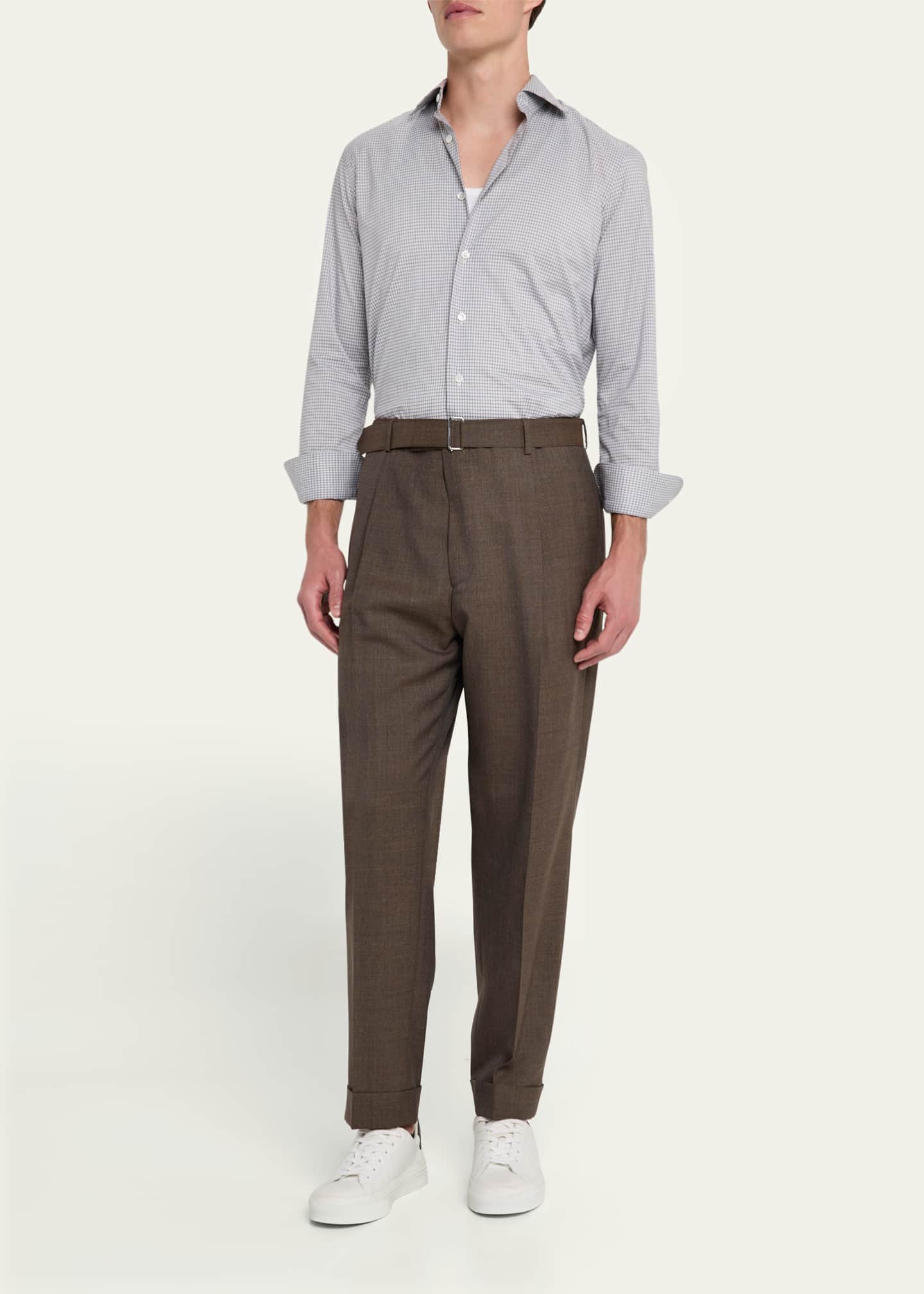 Officine Generale Men's Hugo Pleated Fresco Wool Pants Image 2 of 4
