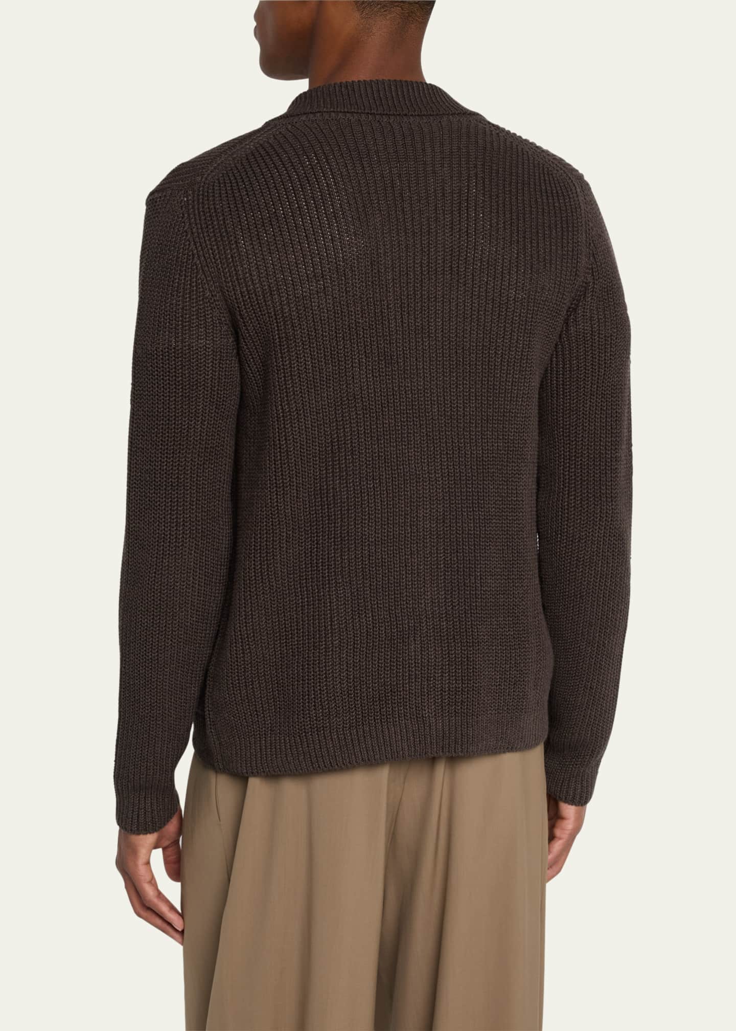 Iris Von Arnim Men's Hawston Linen and Cotton Rib Cardigan Image 3 of 5