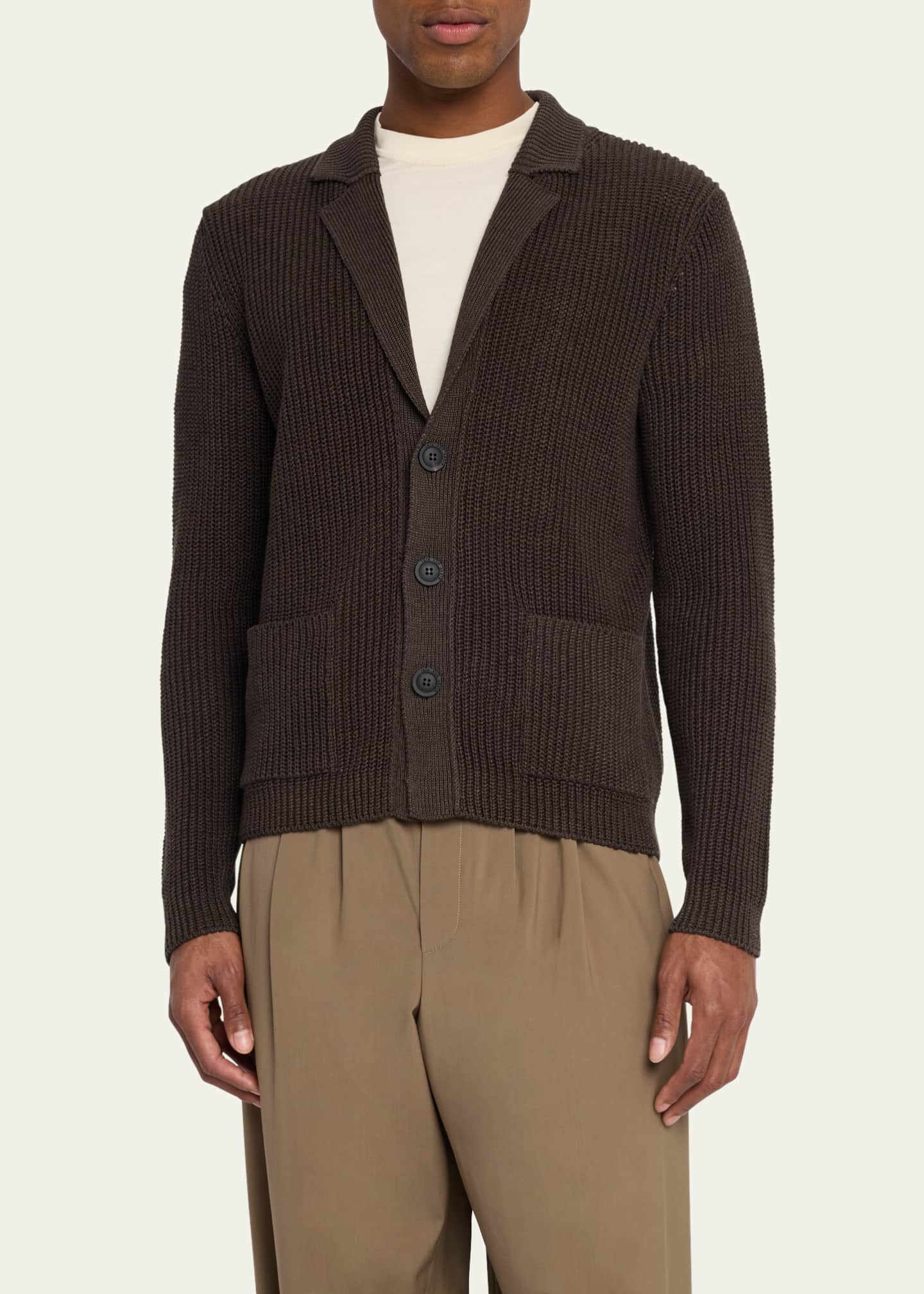 Iris Von Arnim Men's Hawston Linen and Cotton Rib Cardigan Image 4 of 5