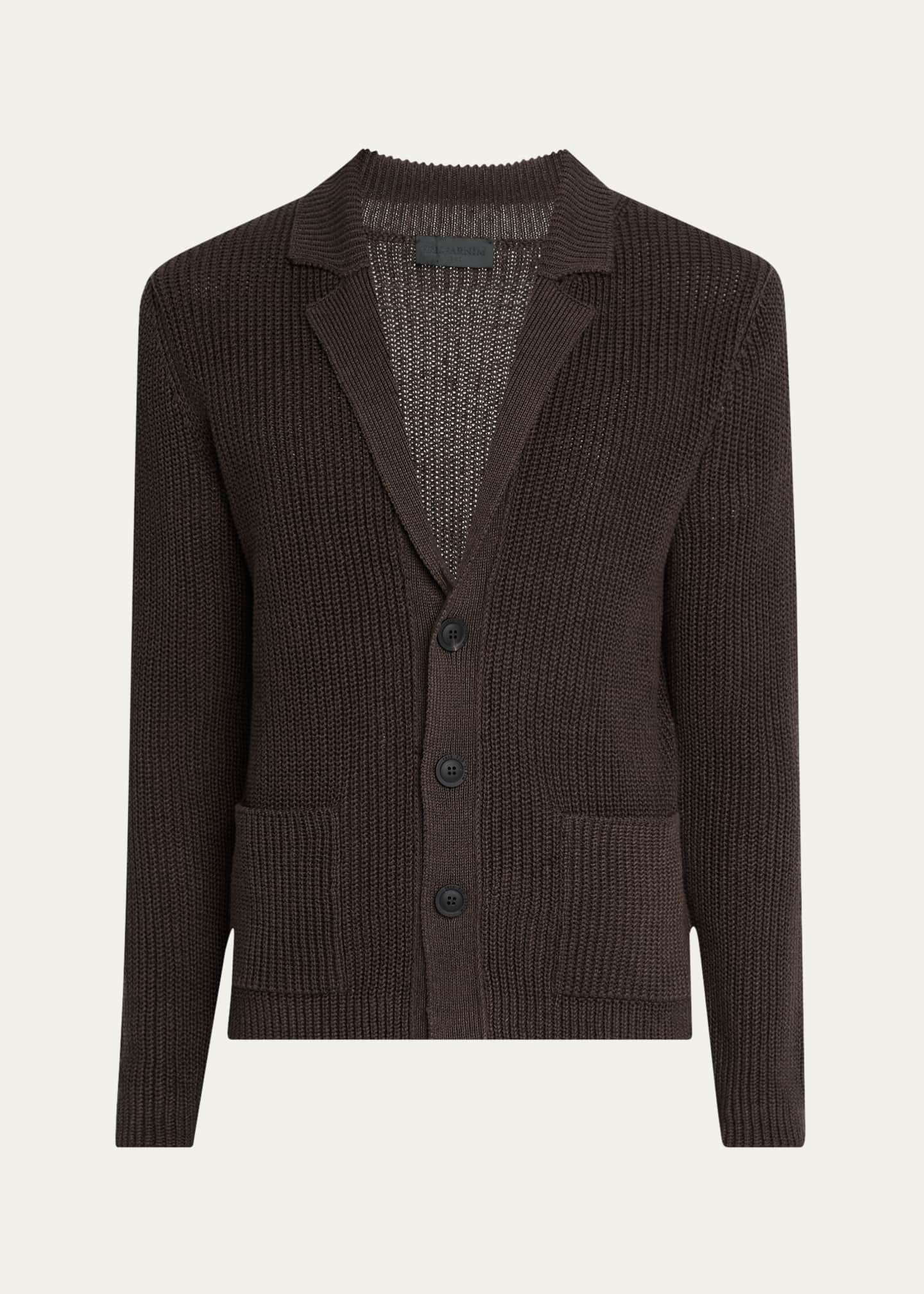 Iris Von Arnim Men's Hawston Linen and Cotton Rib Cardigan Image 1 of 5