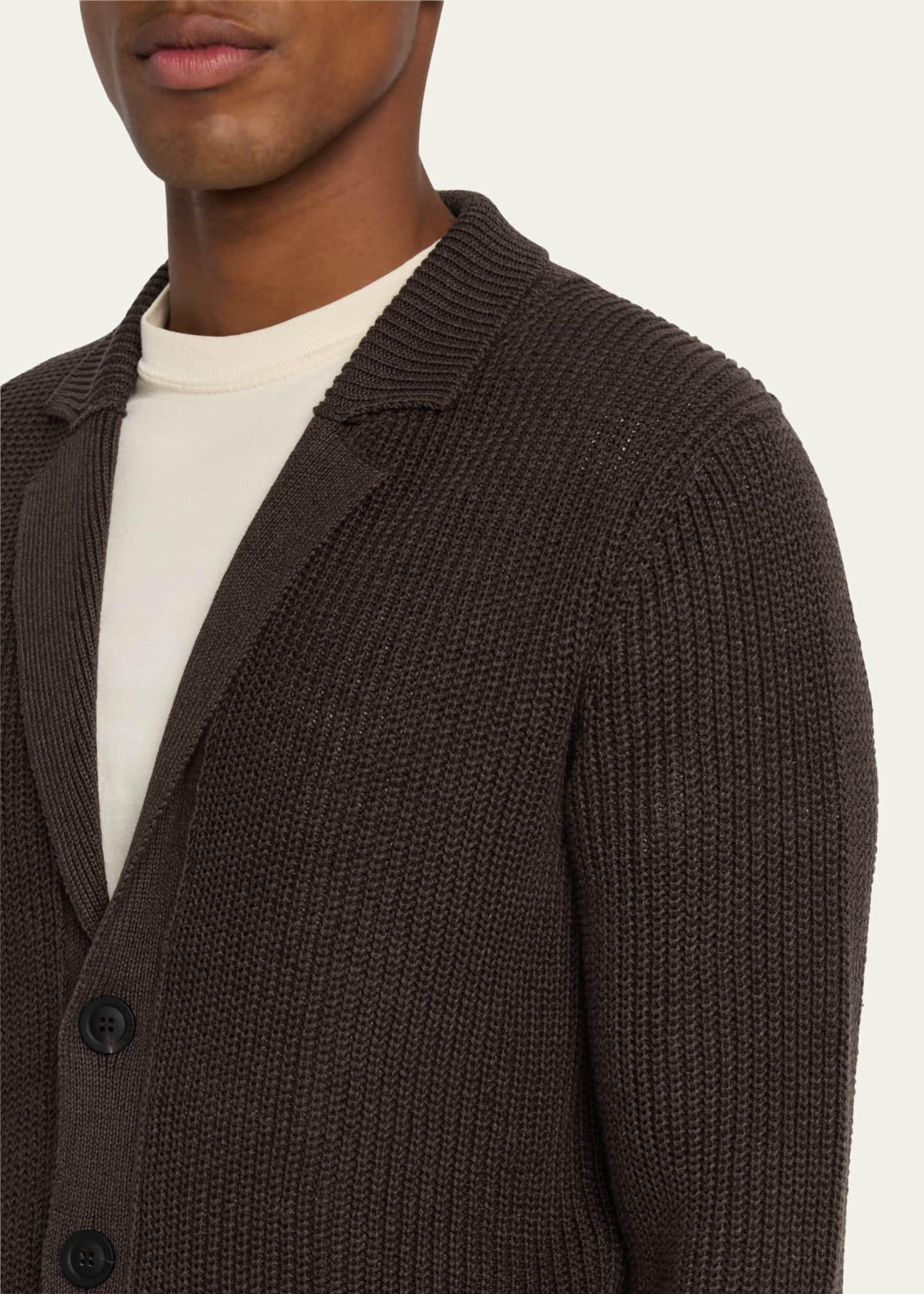 Iris Von Arnim Men's Hawston Linen and Cotton Rib Cardigan Image 5 of 5