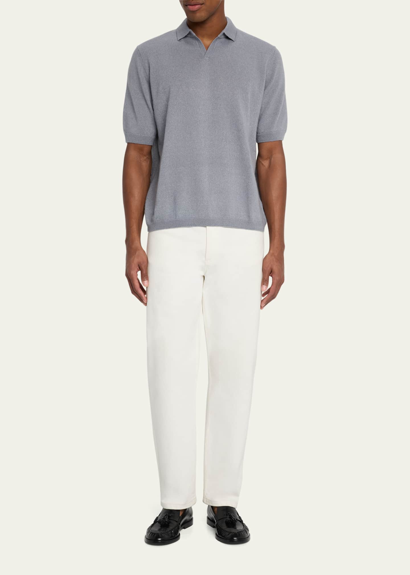 Iris Von Arnim Men's Ameca Cashmere and Silk Polo Sweater Image 2 of 5