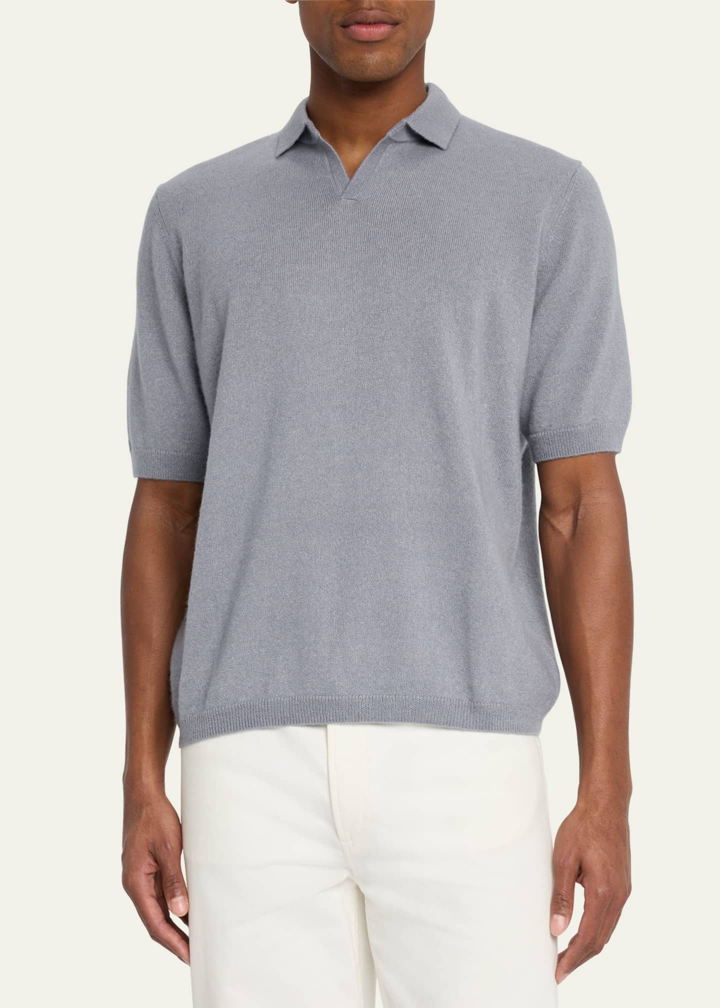 Iris Von Arnim Men's Ameca Cashmere and Silk Polo Sweater Image 4 of 5