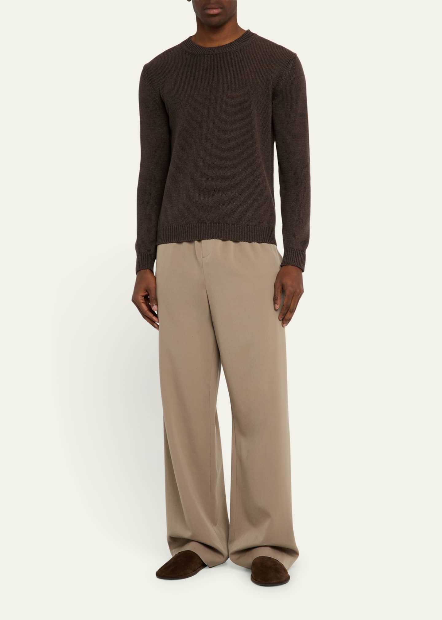 Iris Von Arnim Men's Harwich Linen and Cotton Crewneck Sweater Image 2 of 5