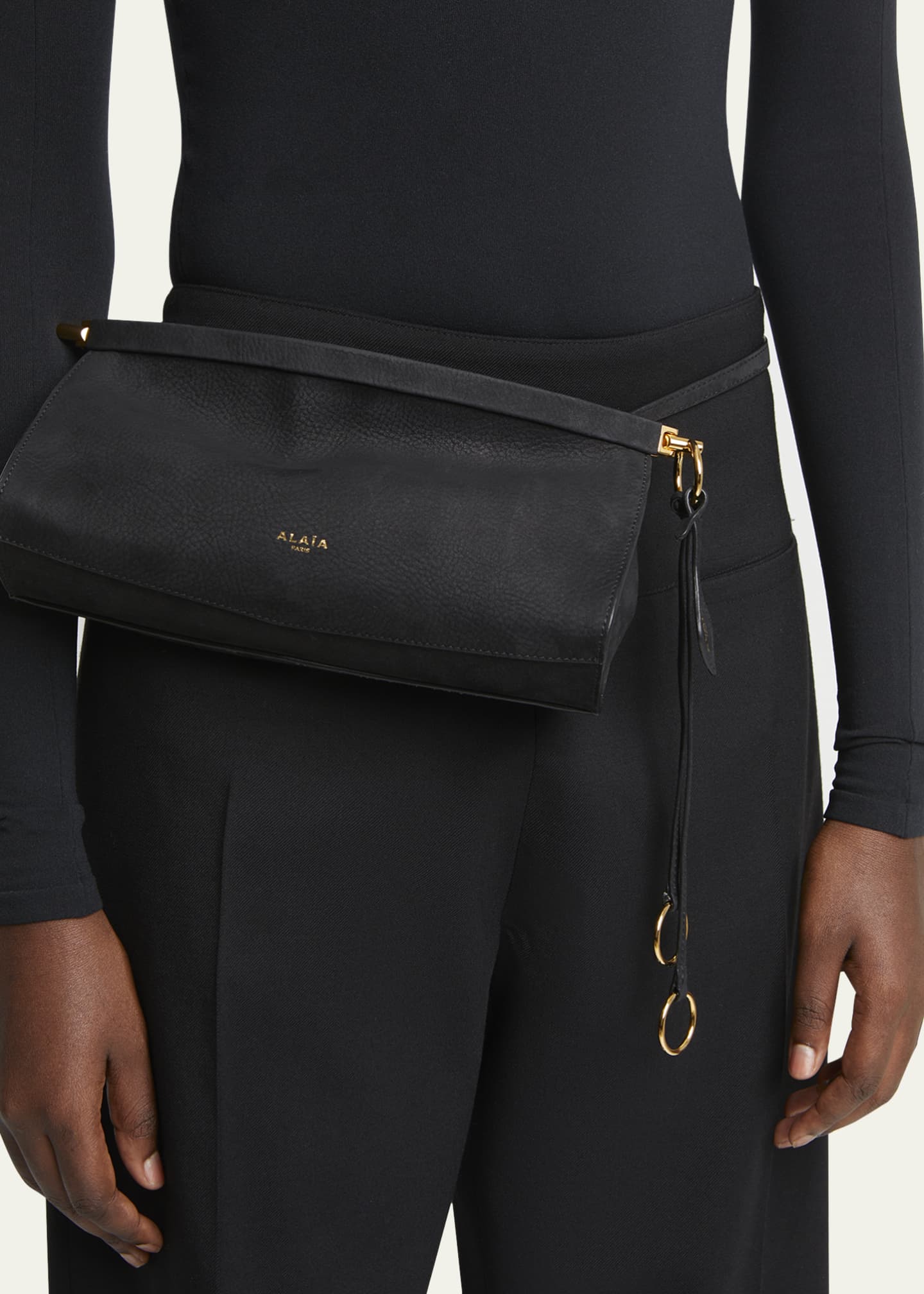 ALAIA Le Click Small Shoulder Bag in Nubuck Leather Image 2 of 6