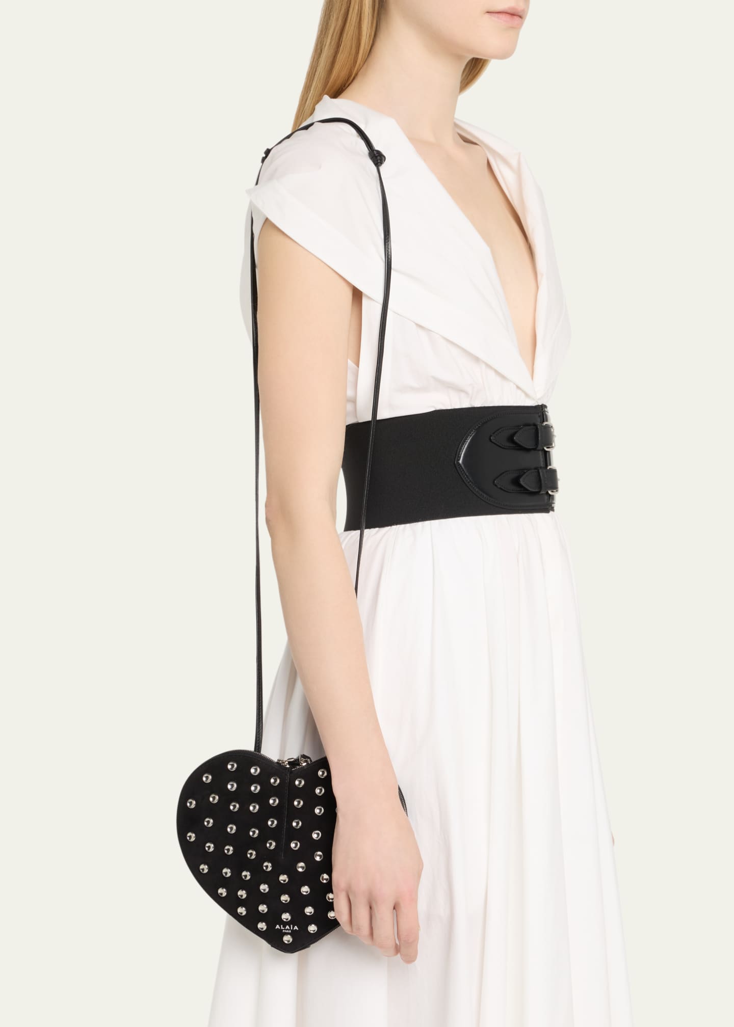 ALAIA Le Coeur Studded Goatskin Crossbody Bag Image 2 of 6