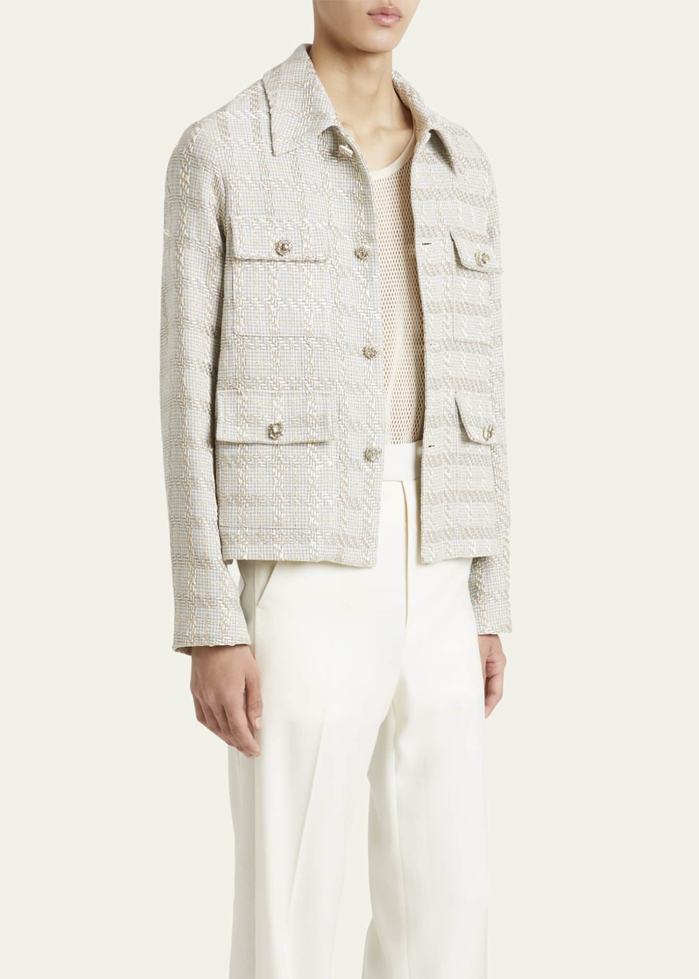 Amiri Men's Boucle Check Blouson Jacket Image 4 of 5