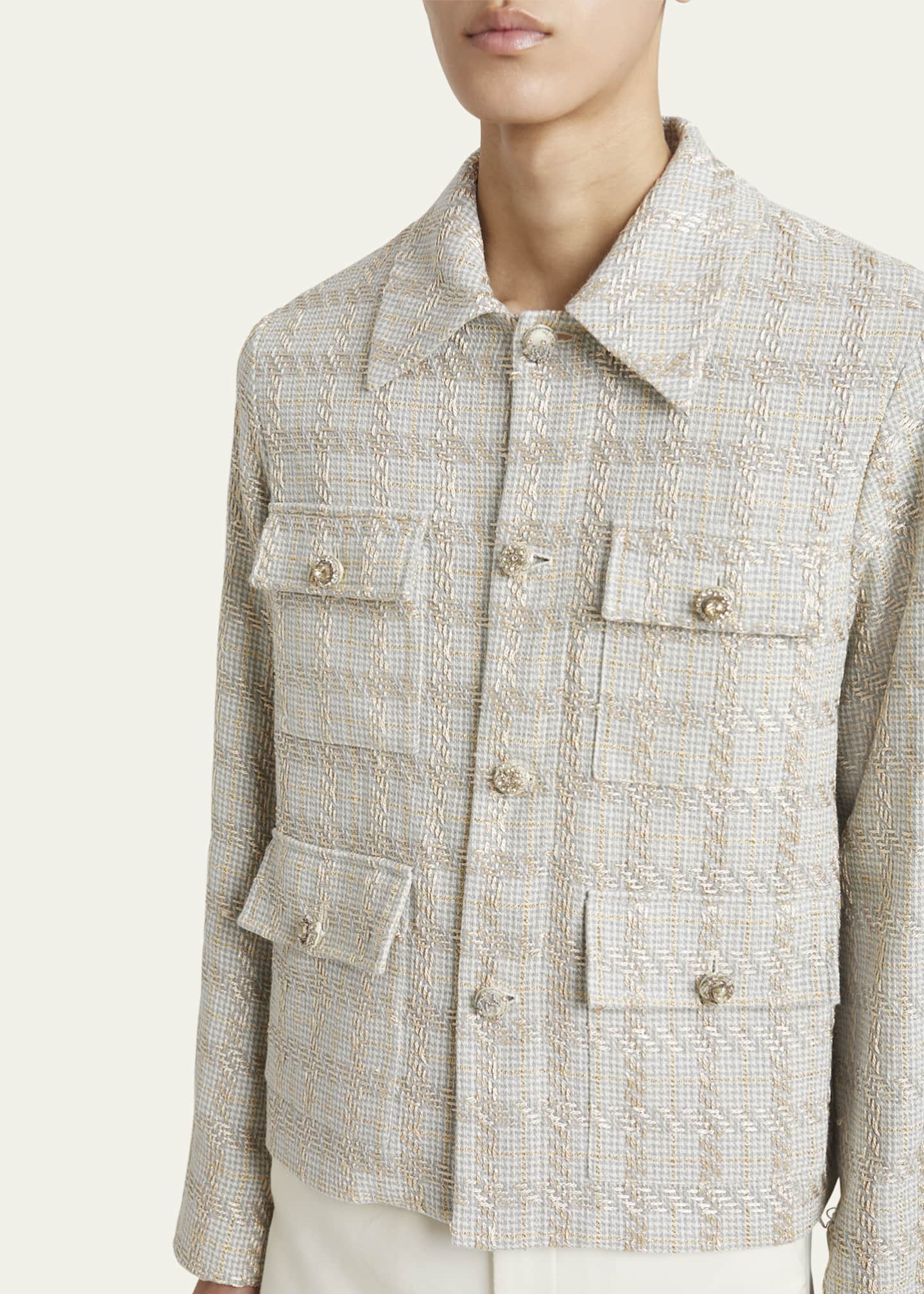 Amiri Men's Boucle Check Blouson Jacket Image 5 of 5