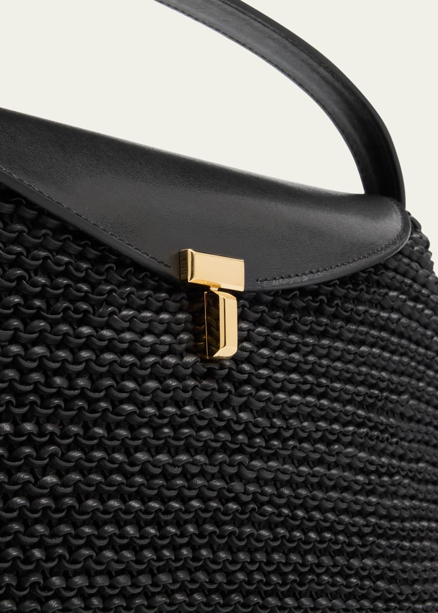 Toteme T Lock Woven Leather Top-Handle Bag Image 6 of 6