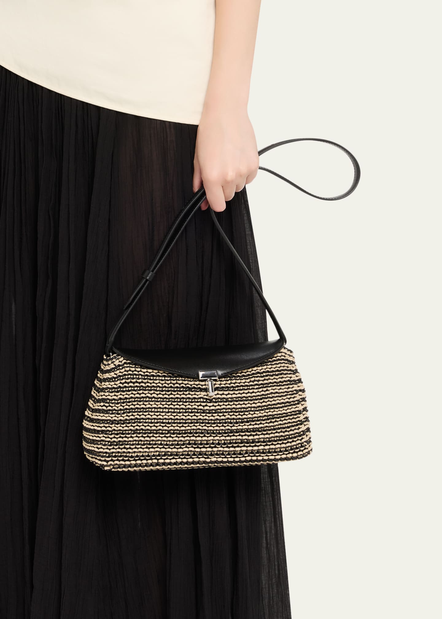 T-Lock Woven Leather Clutch Bag