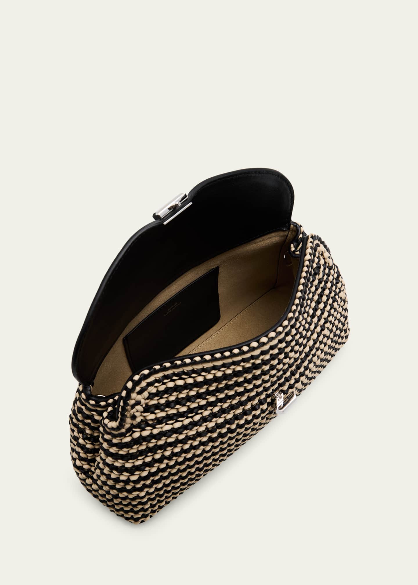 T-Lock Woven Leather Clutch Bag