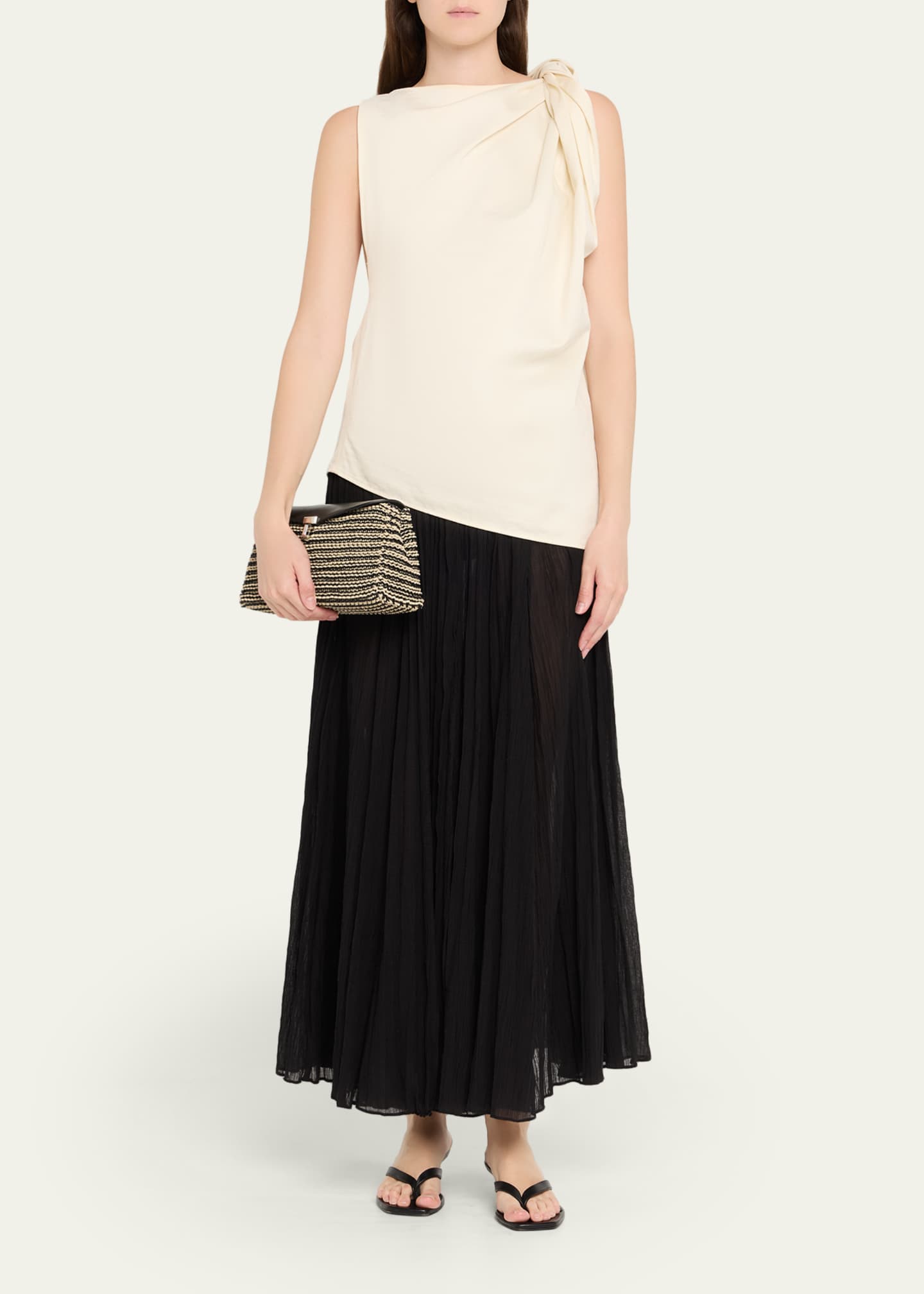 T-Lock Woven Leather Clutch Bag