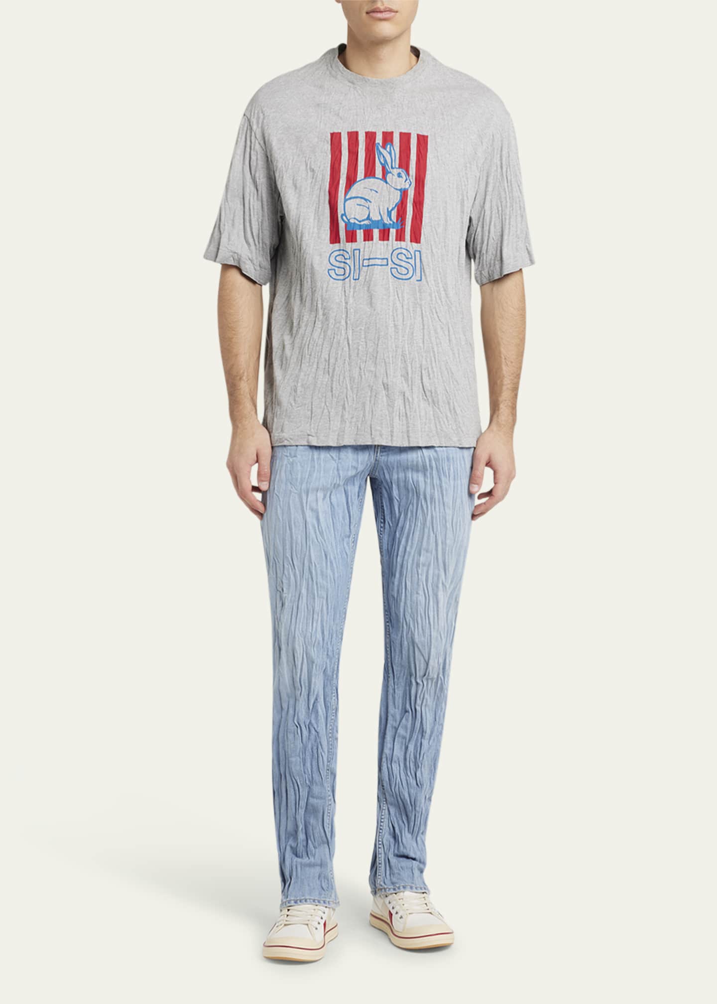 Bottega Veneta Men's Crinkled Straight-Leg Jeans Image 2 of 5