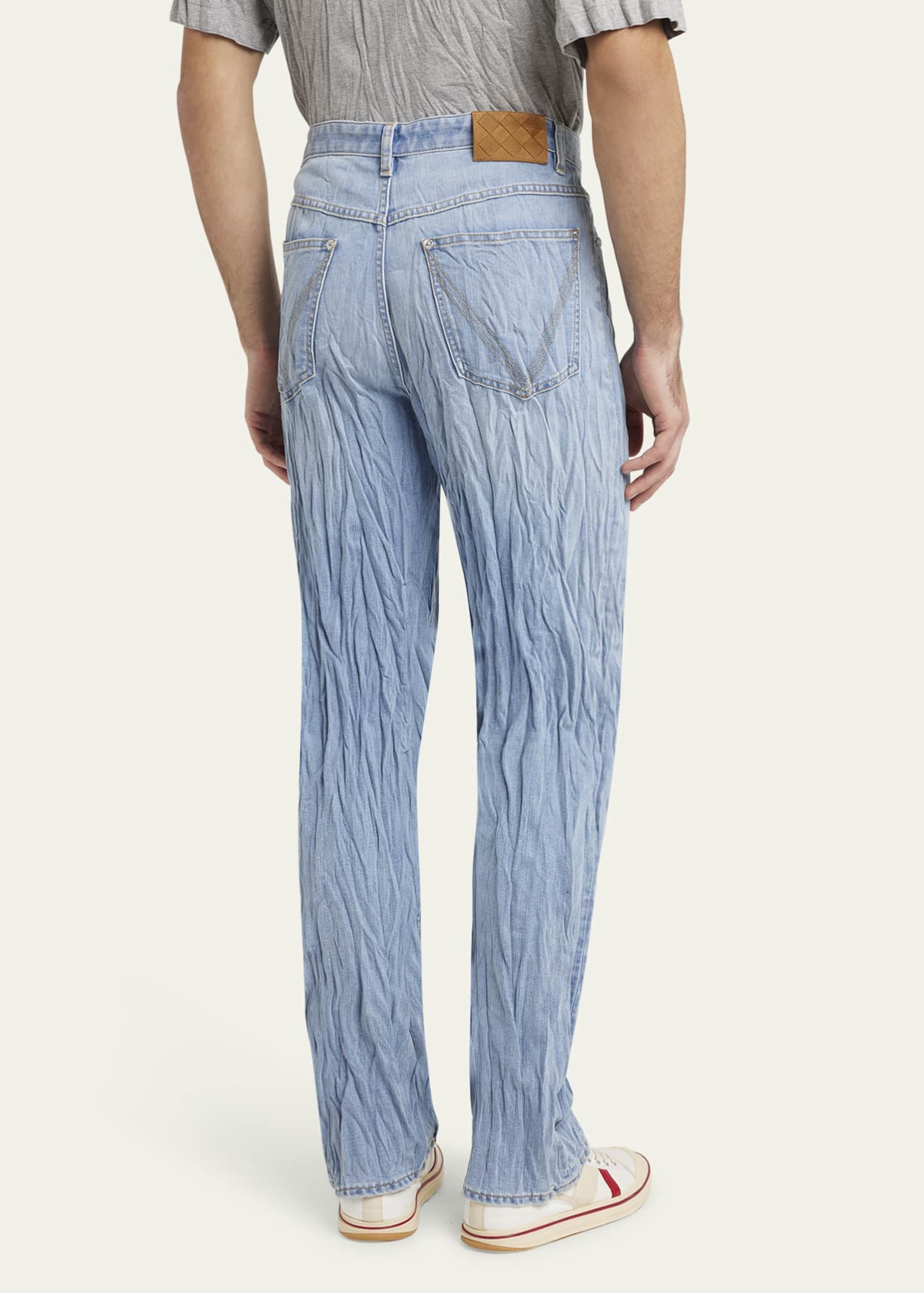 Bottega Veneta Men's Crinkled Straight-Leg Jeans Image 3 of 5