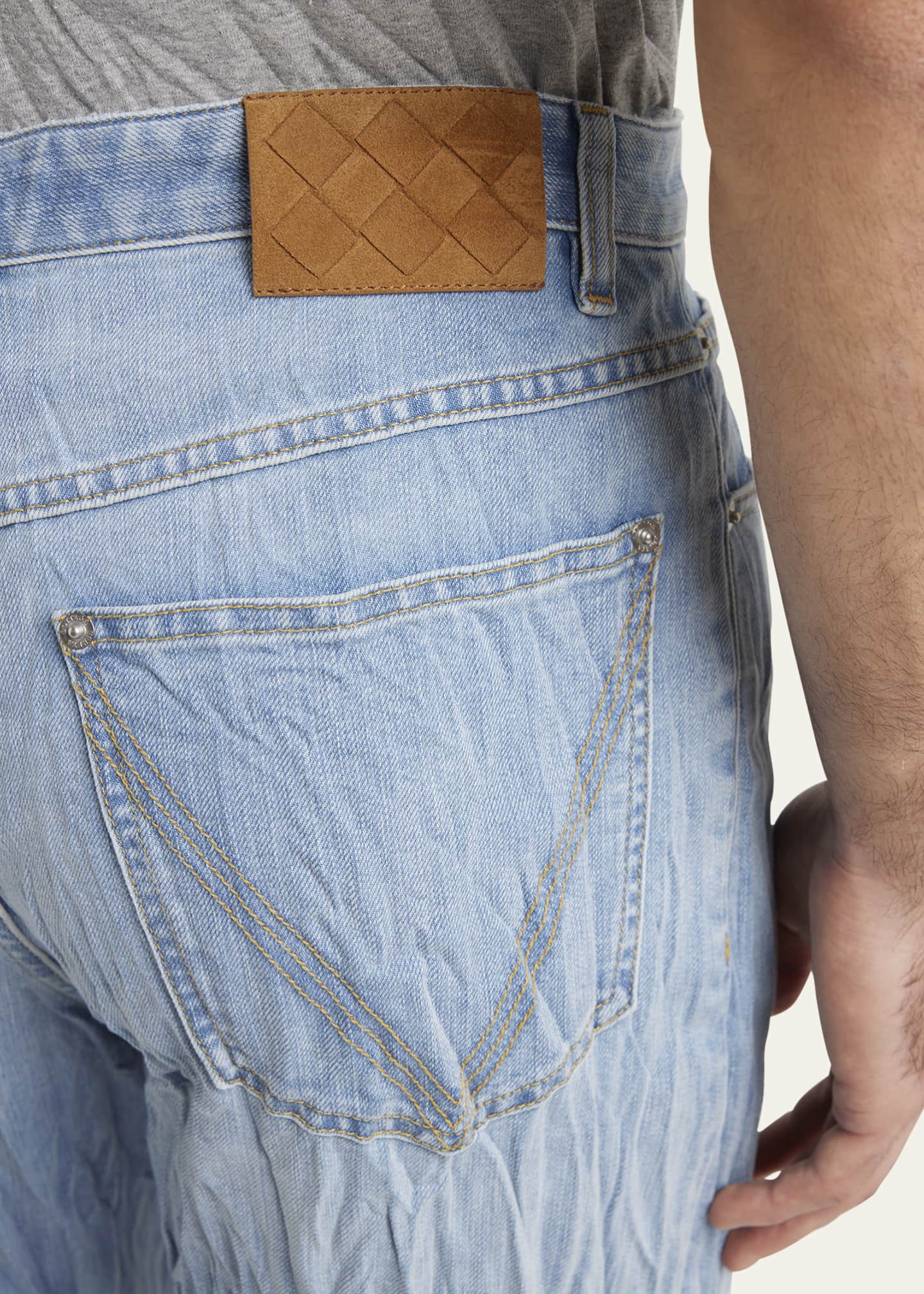 Bottega Veneta Men's Crinkled Straight-Leg Jeans Image 5 of 5