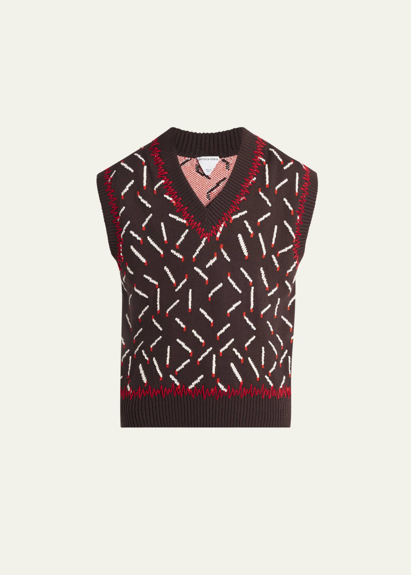 Bottega Veneta Men's Allover Matchstick Chunky Sweater Vest Image 1 of 5