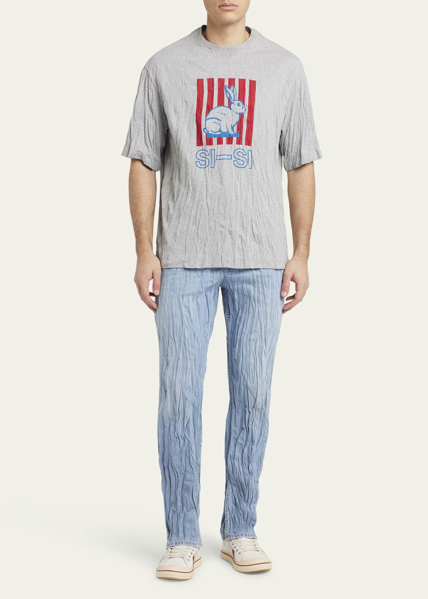 Bottega Veneta Men's Crinkled Jersey Rabbit T-Shirt Image 2 of 5