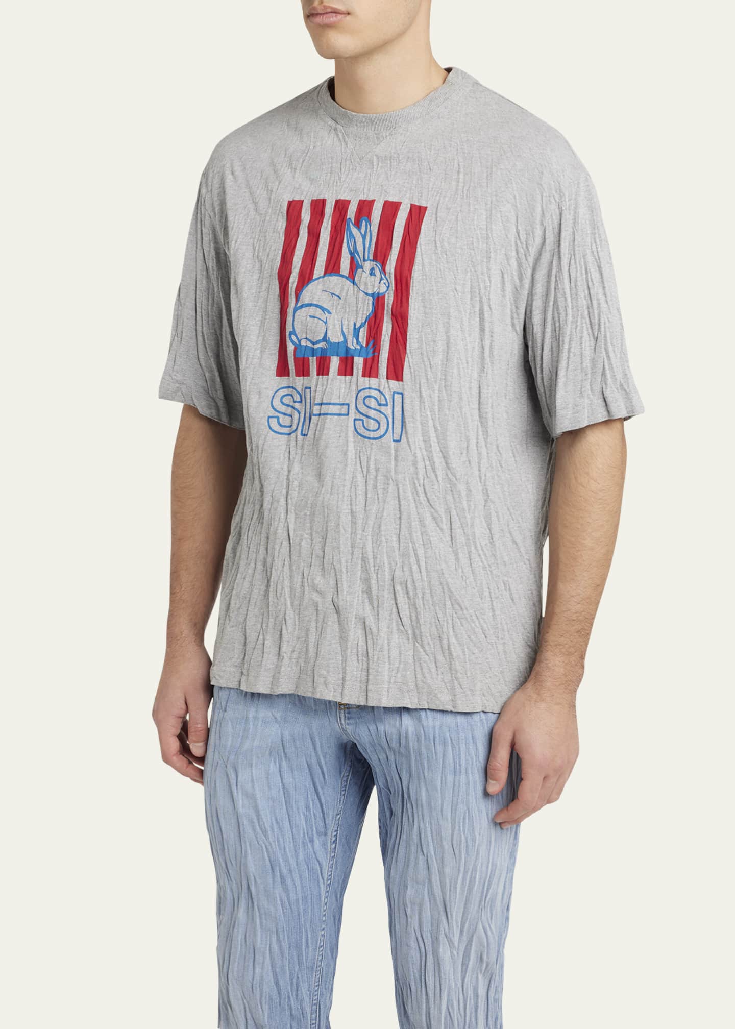 Bottega Veneta Men's Crinkled Jersey Rabbit T-Shirt Image 4 of 5