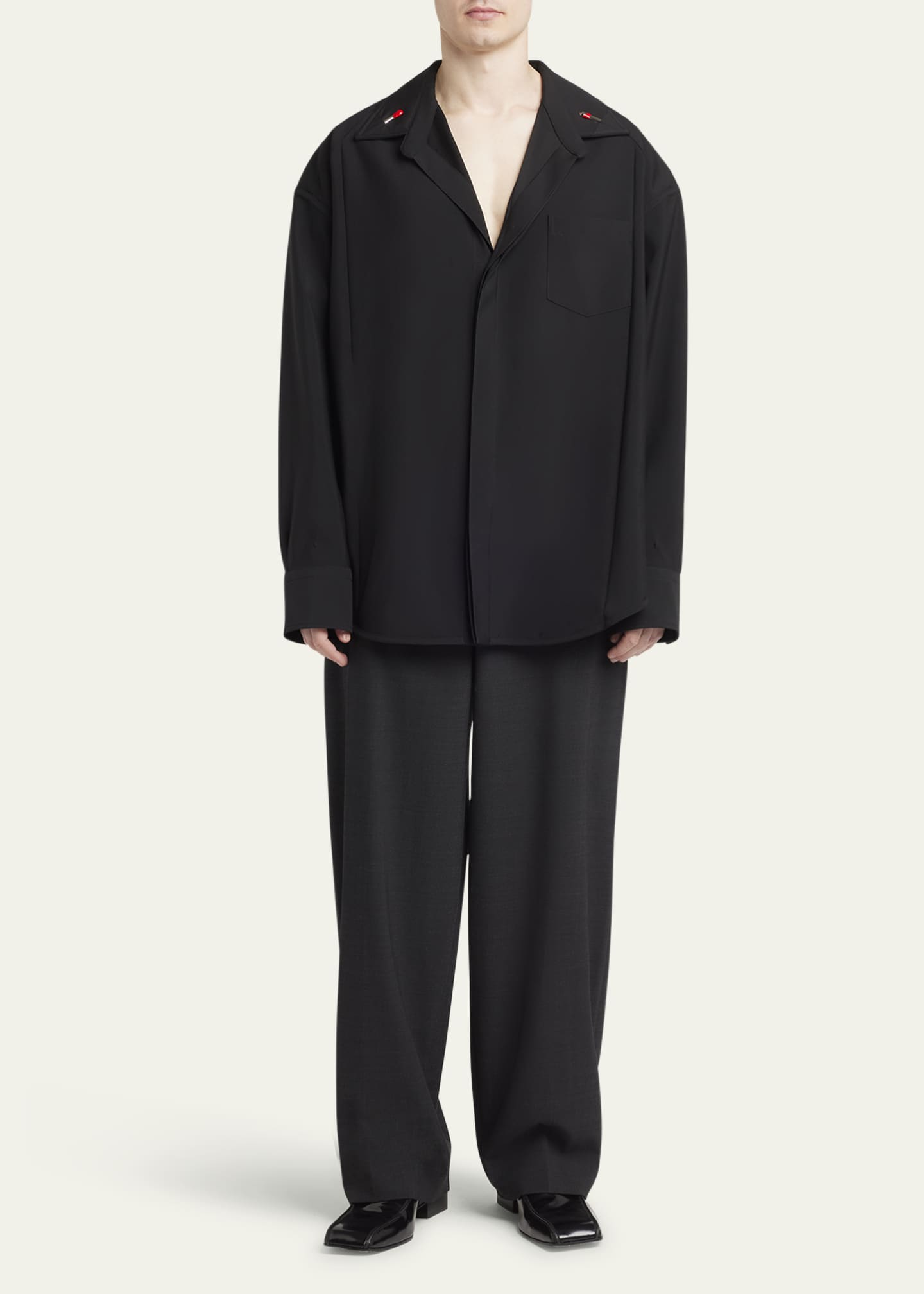 Bottega Veneta Men's Wool-Blend Tricotine Trousers Image 2 of 5