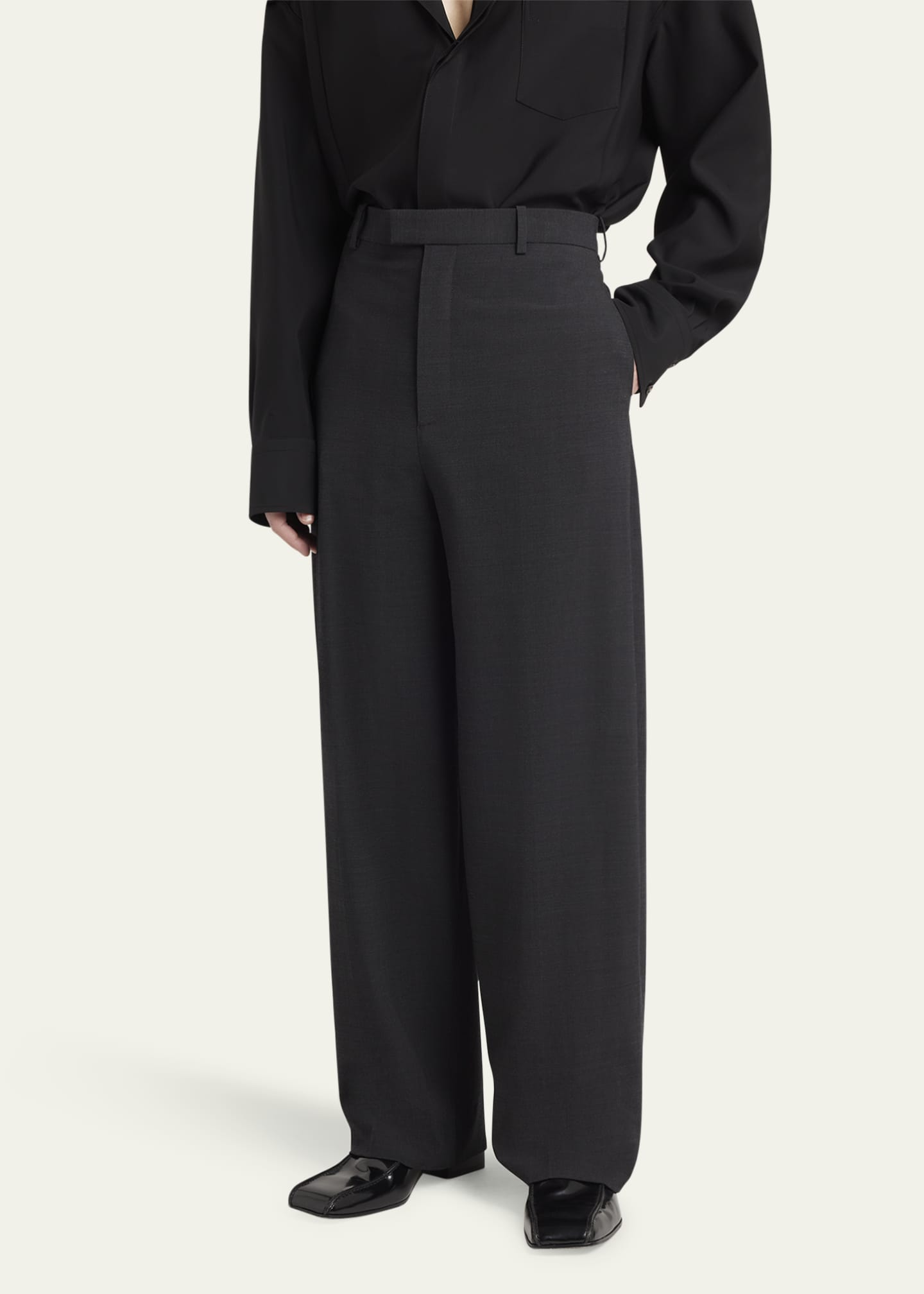 Bottega Veneta Men's Wool-Blend Tricotine Trousers Image 4 of 5