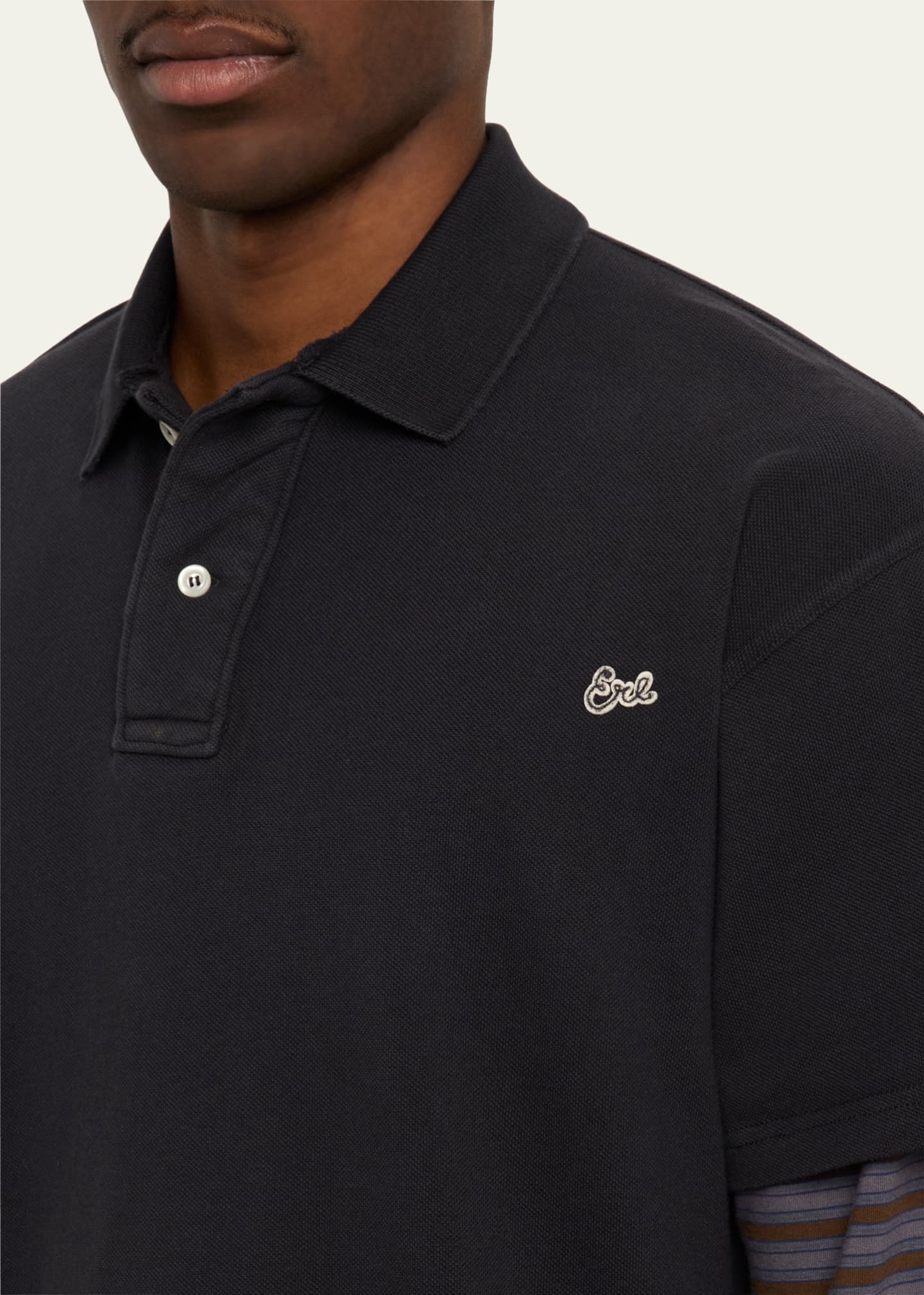 ERL Men's Double-Layer Striped Sleeve Polo Shirt Image 5 of 5