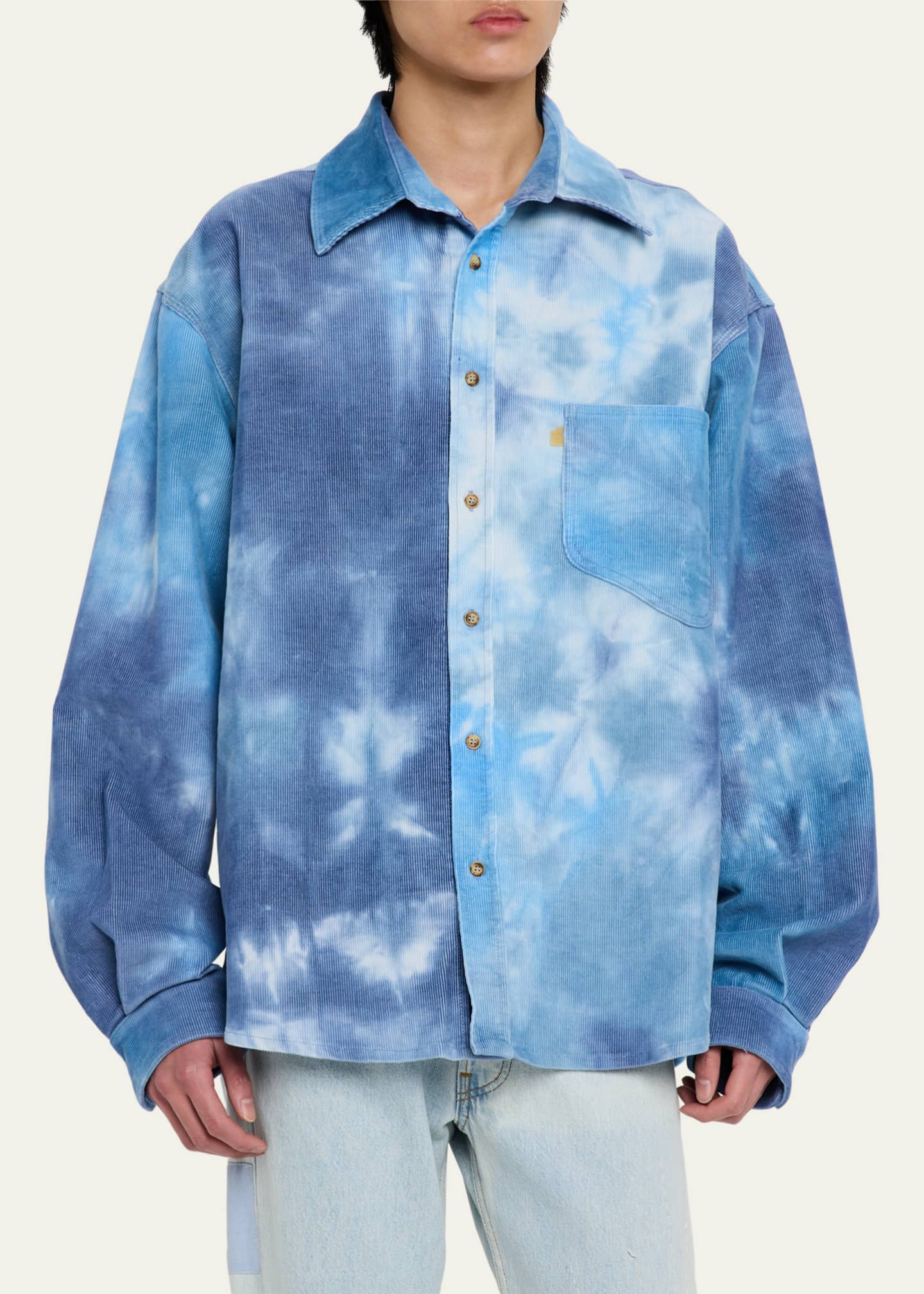 ERL Men's Corduroy Cloud Tie-Dye Overshirt Image 4 of 5