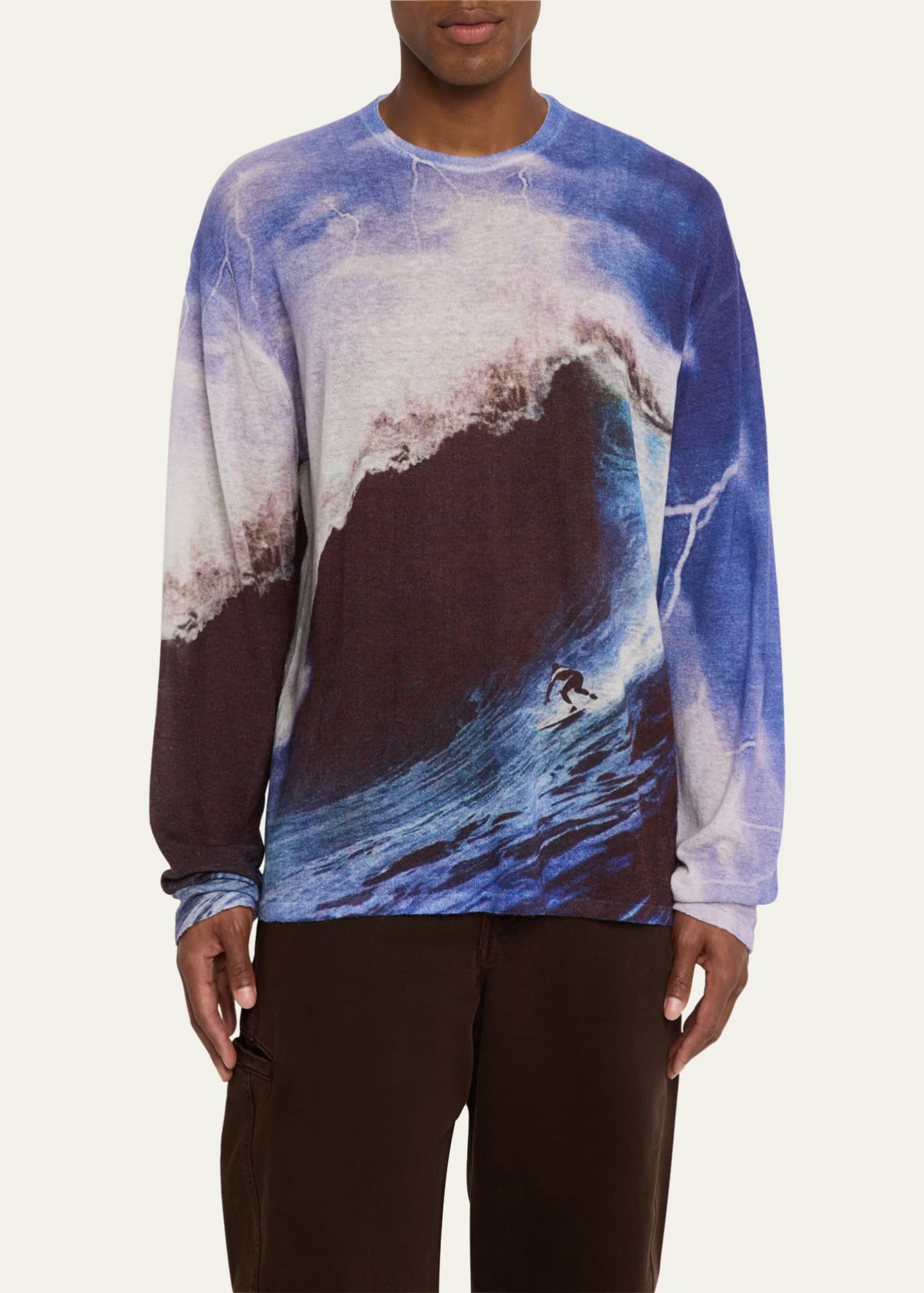 ERL Men's Ocean-Print Sweater Image 4 of 5