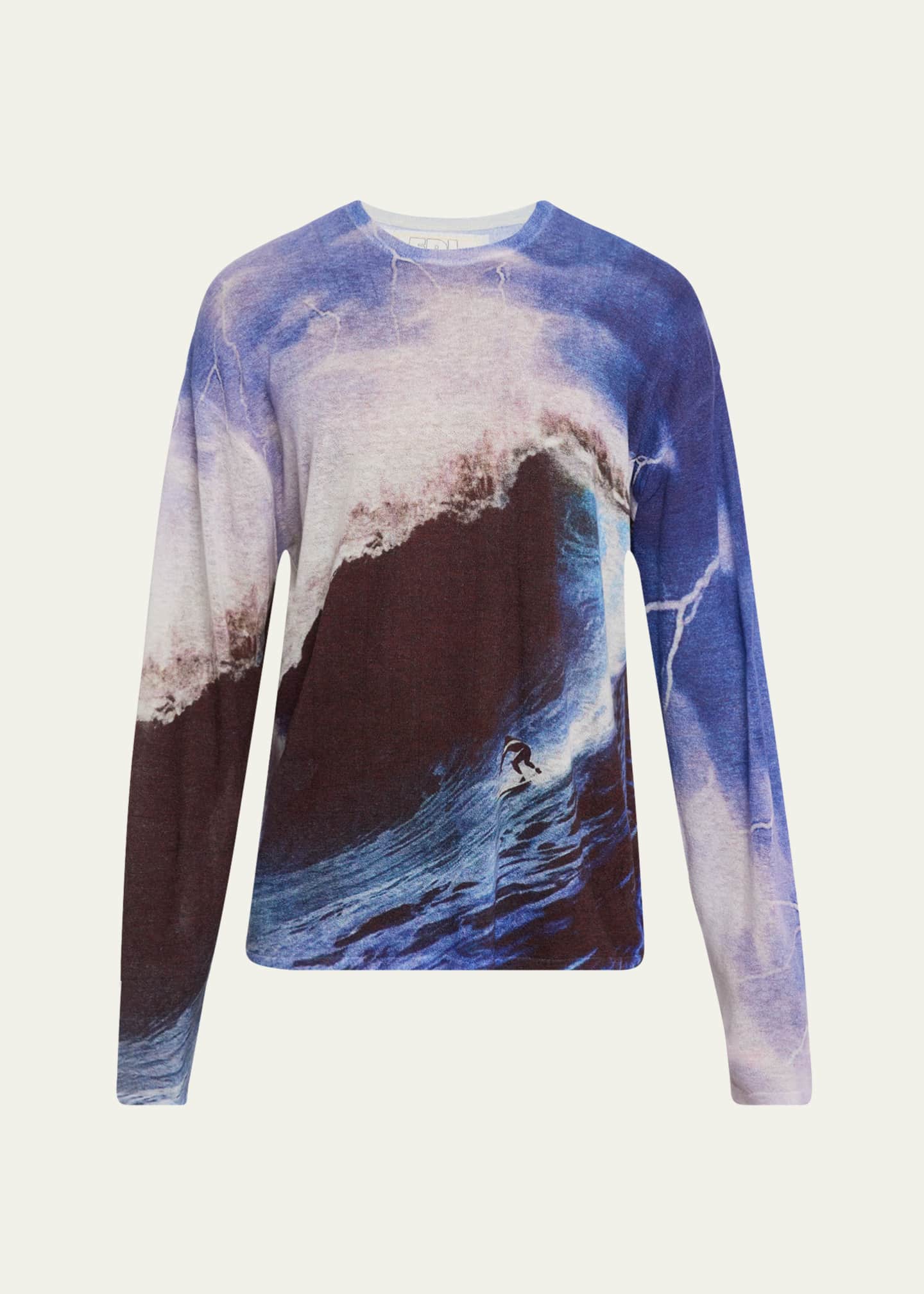ERL Men's Ocean-Print Sweater Image 1 of 5