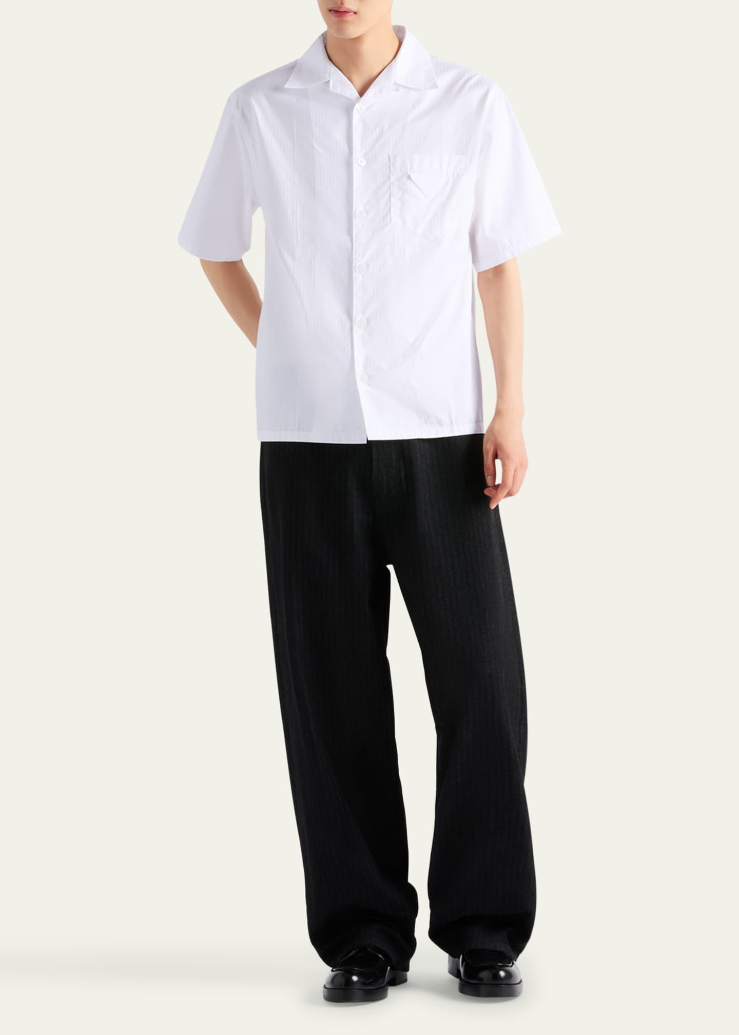Prada Men's Cotton Bowling Shirt Image 2 of 3