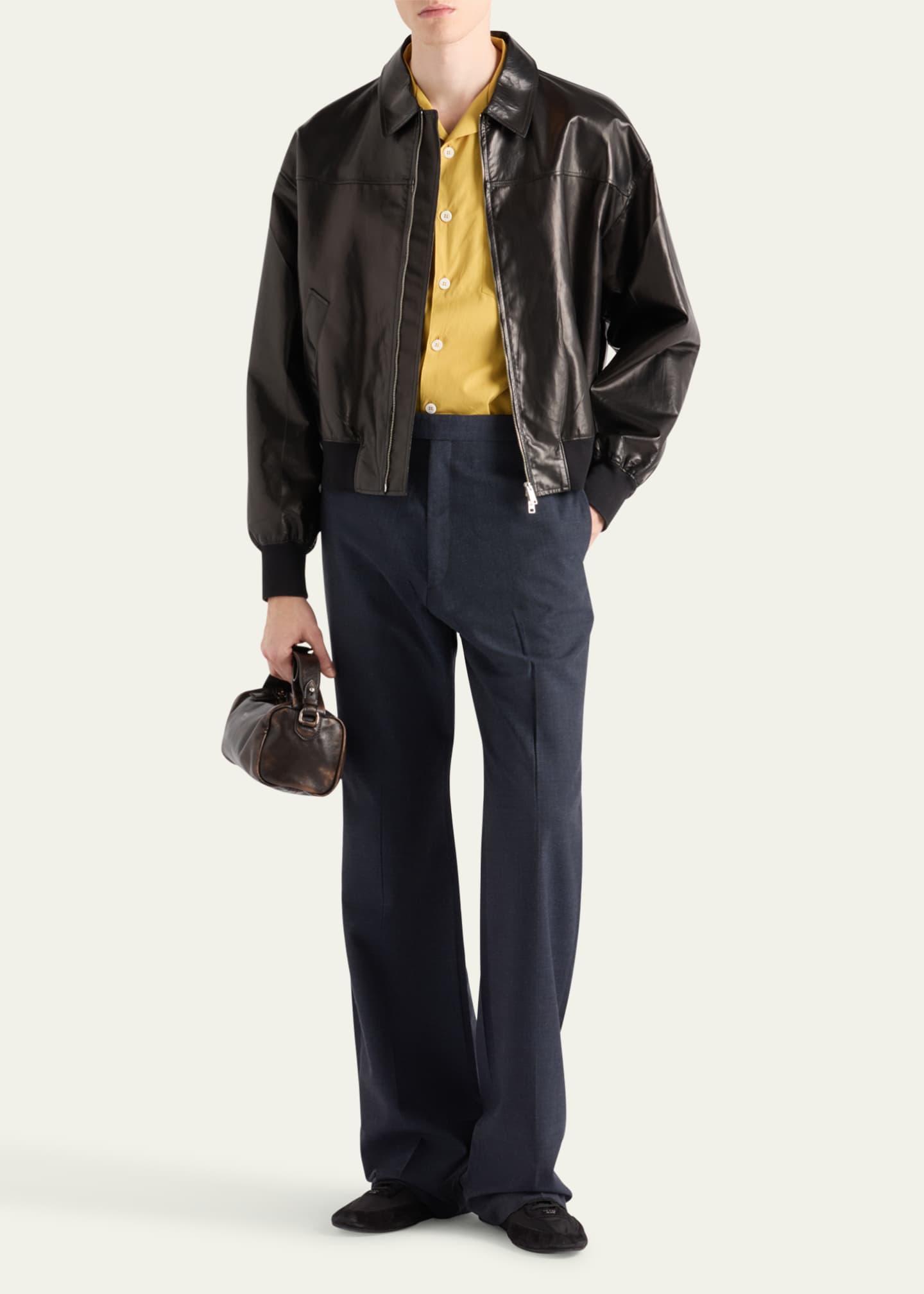 Prada Men's Solid Bowling Shirt Image 2 of 3