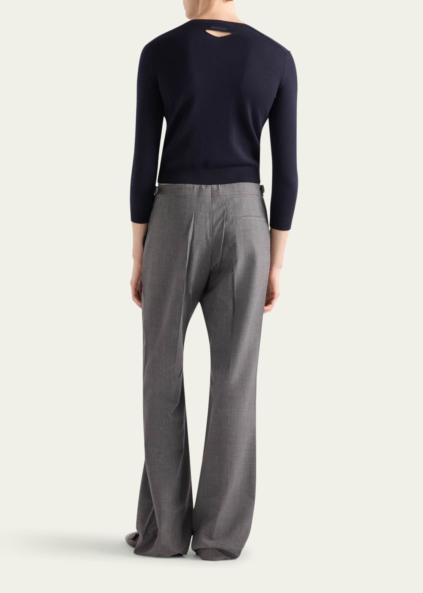 Prada Men's Technical Wool Wide-Leg Trousers Image 3 of 5