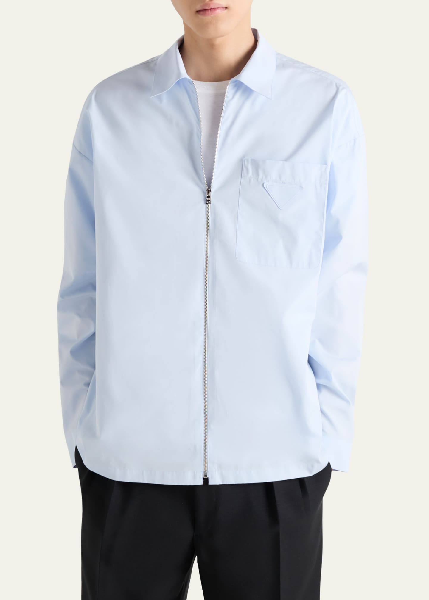 Prada Men's Poplin Zip-Up Overshirt Image 4 of 5