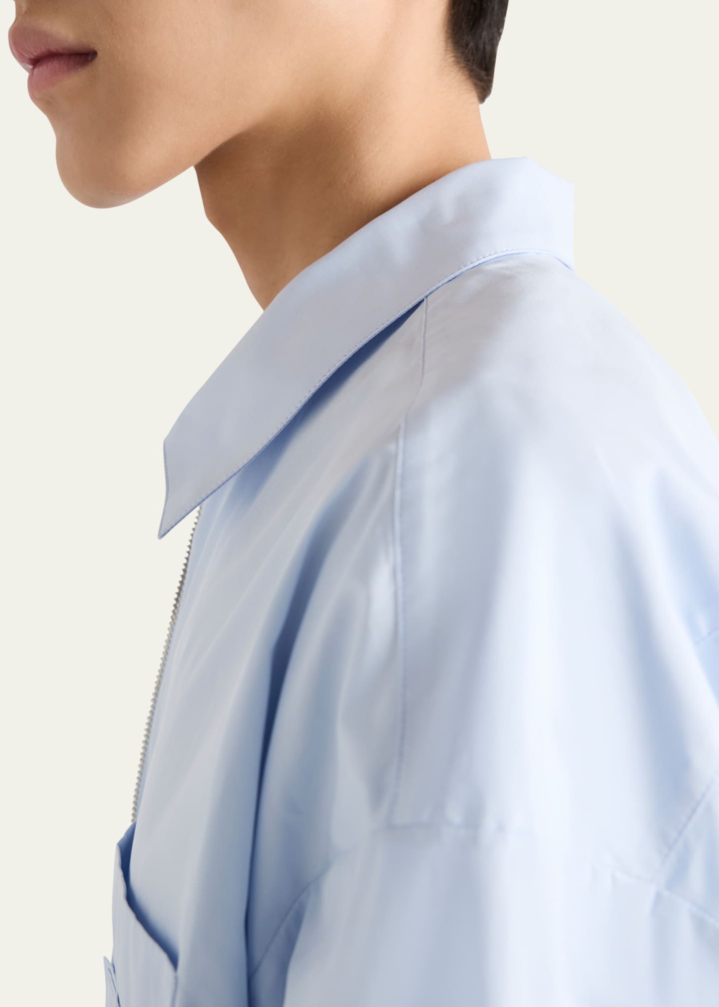 Prada Men's Poplin Zip-Up Overshirt Image 5 of 5