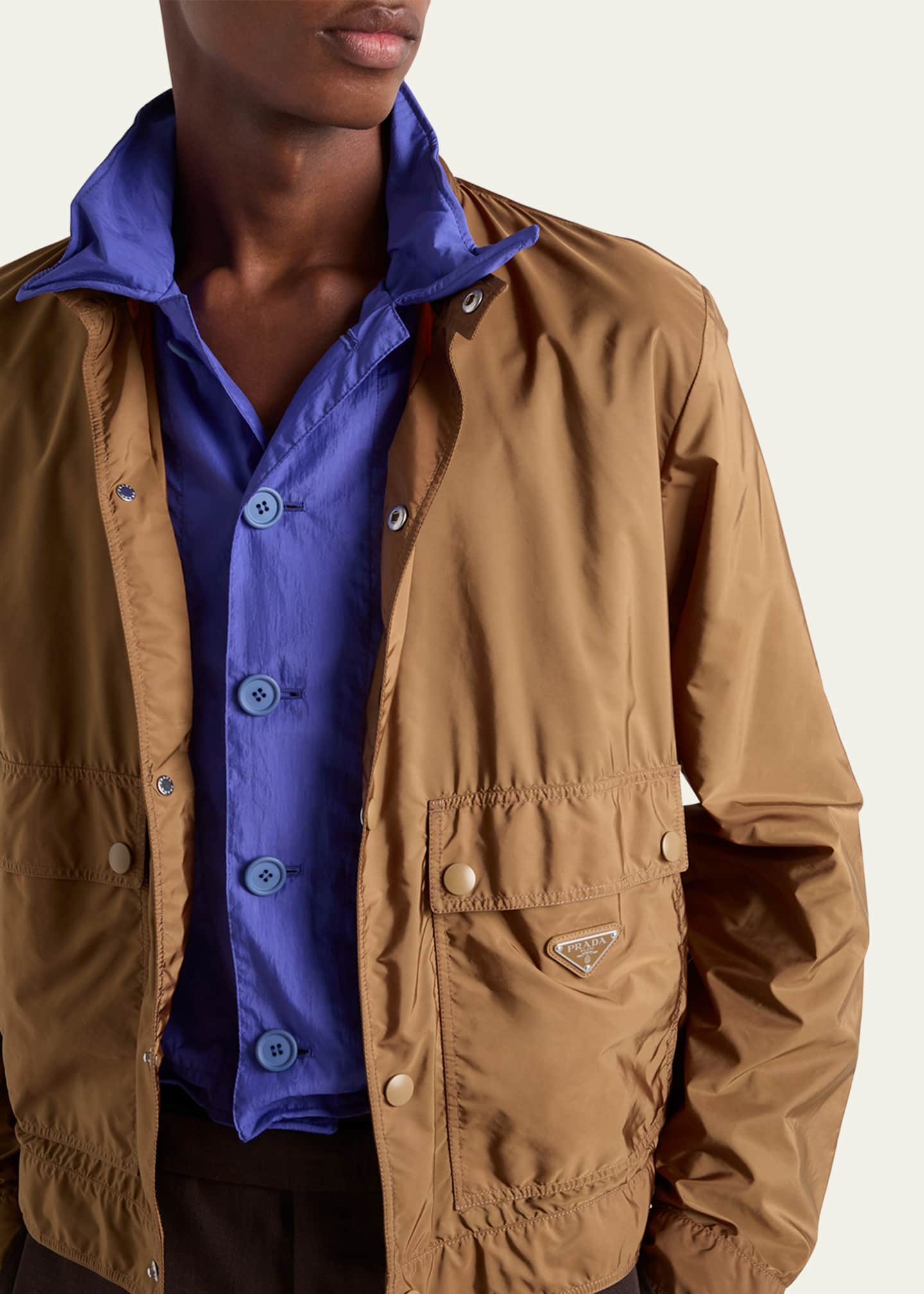 Prada Men's Re-Nylon Snap-Front Jacket Image 4 of 4