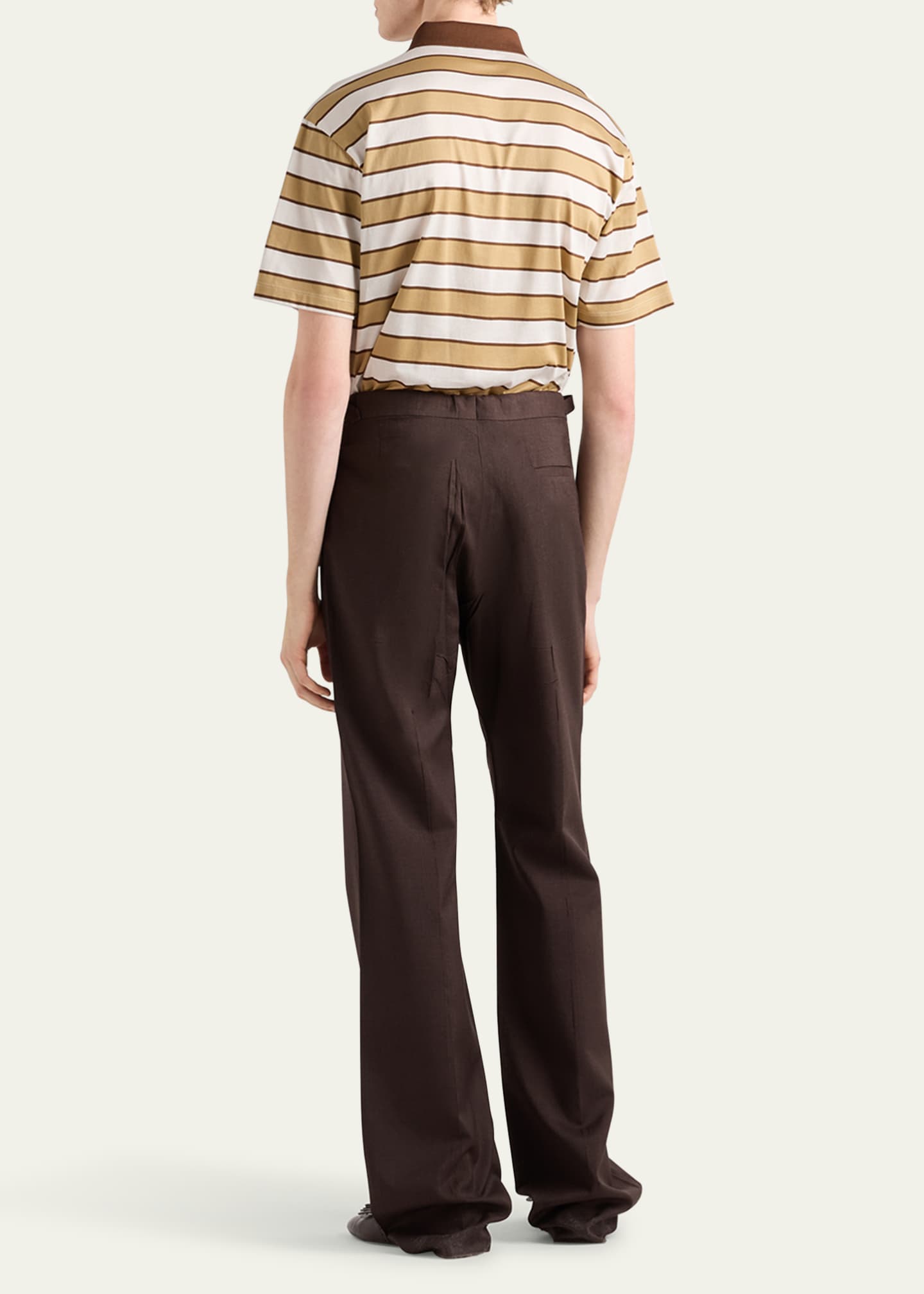 Prada Men's Striped Jersey Polo Shirt Image 3 of 5