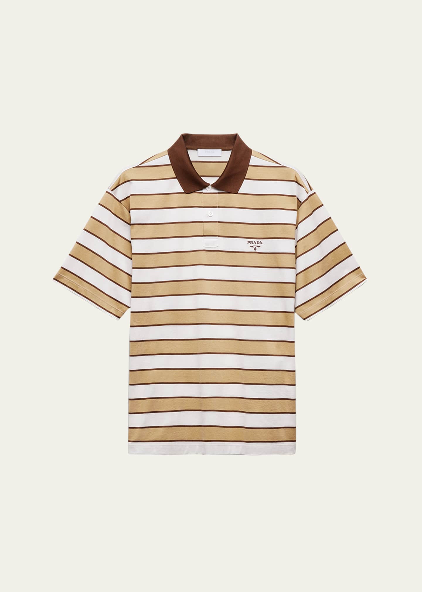 Prada Men's Striped Jersey Polo Shirt Image 1 of 5