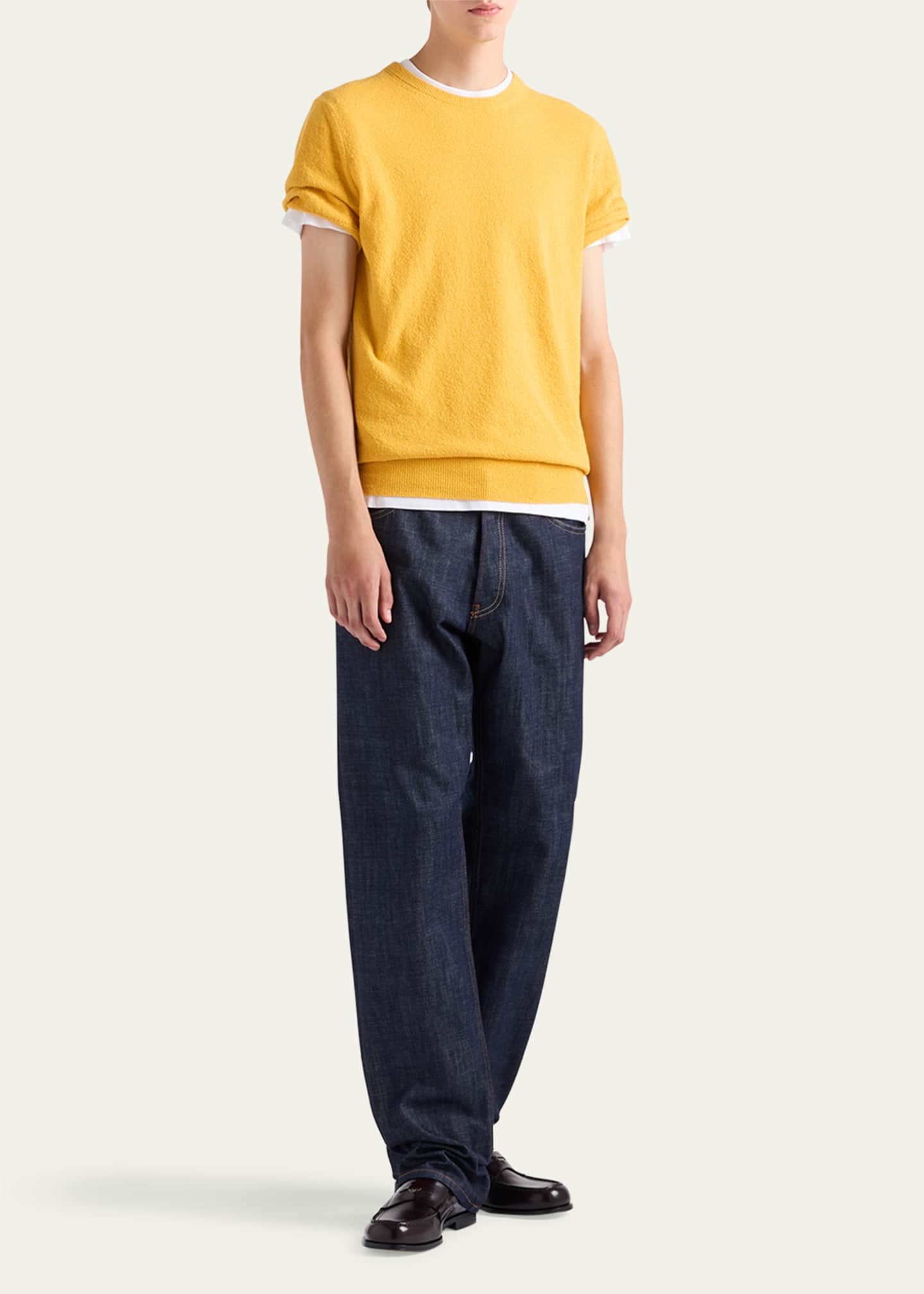 Prada Men's Solid Short-Sleeve Sweater Image 2 of 3