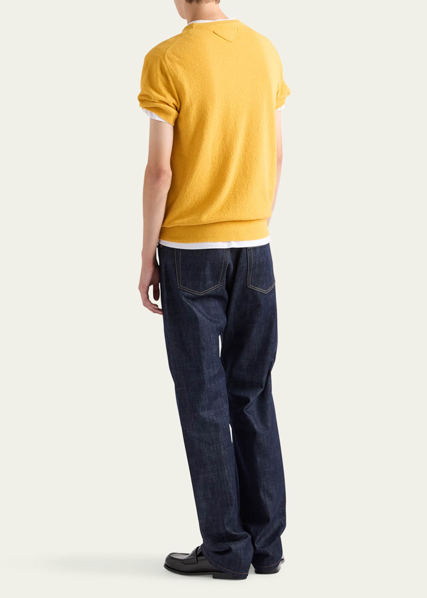 Prada Men's Solid Short-Sleeve Sweater Image 3 of 3