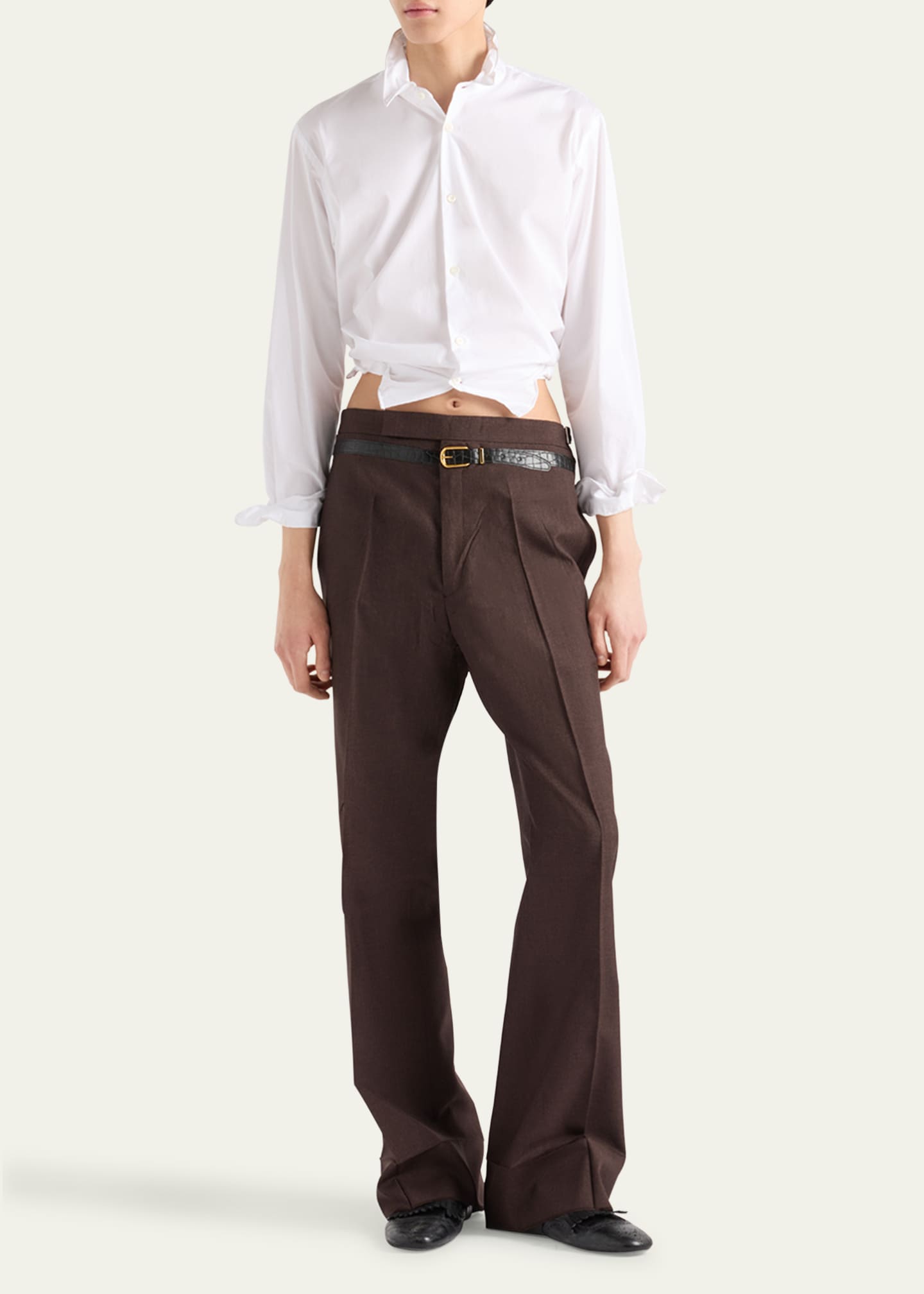 Prada Men's Poplin Wire Button-Down Shirt Image 2 of 4