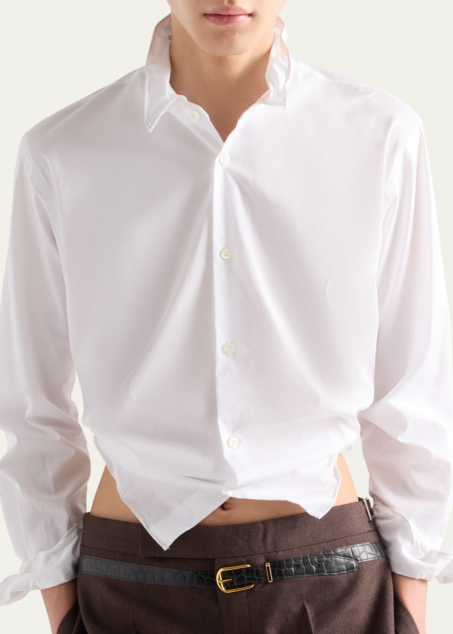 Prada Men's Poplin Wire Button-Down Shirt Image 4 of 4