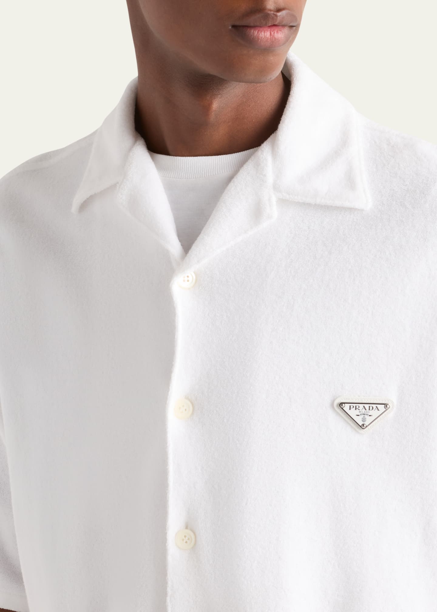 Prada Men's Spugna Terry Bowling Shirt Image 5 of 5