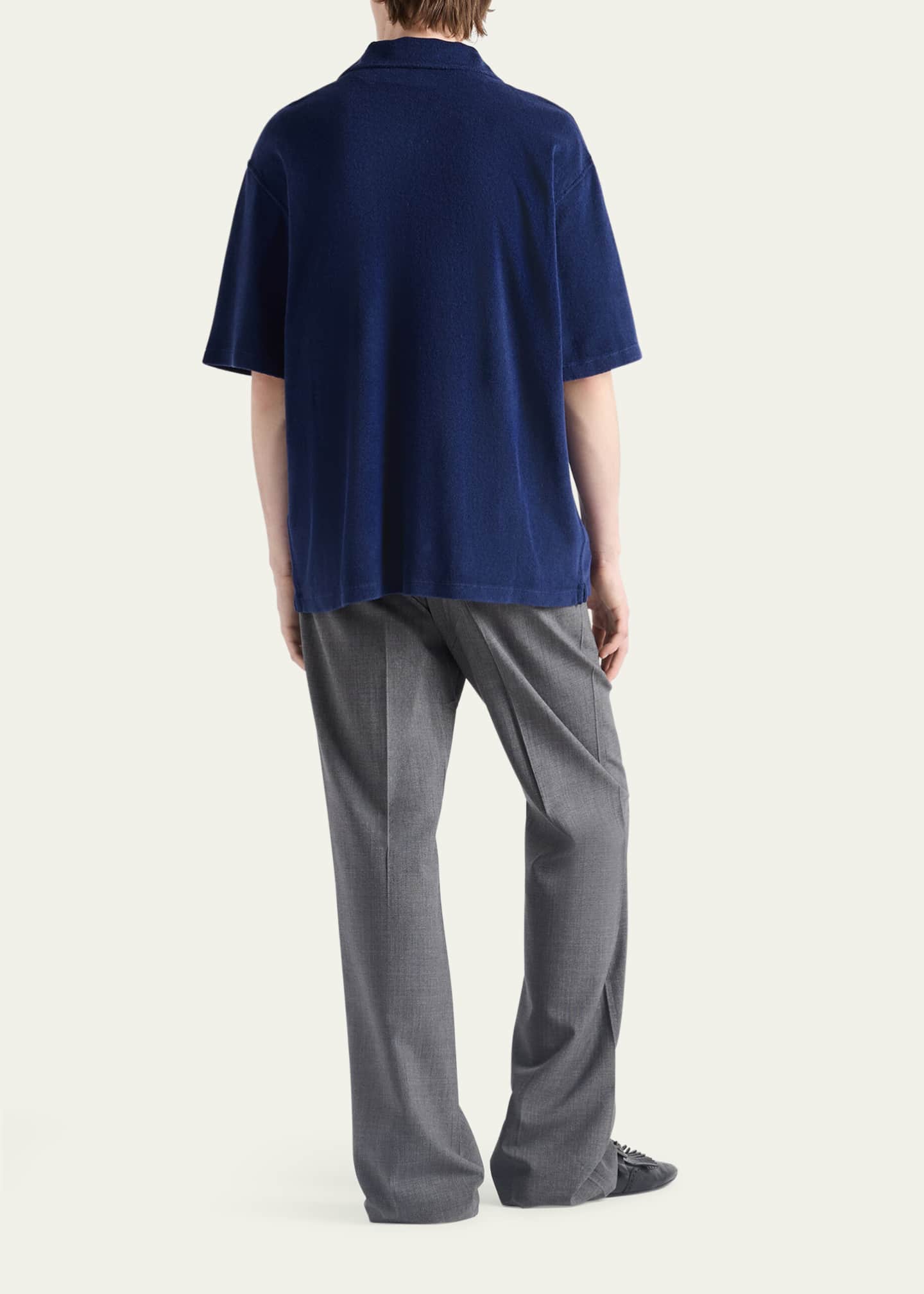 Prada Men's Spugna Terry Bowling Shirt Image 3 of 5