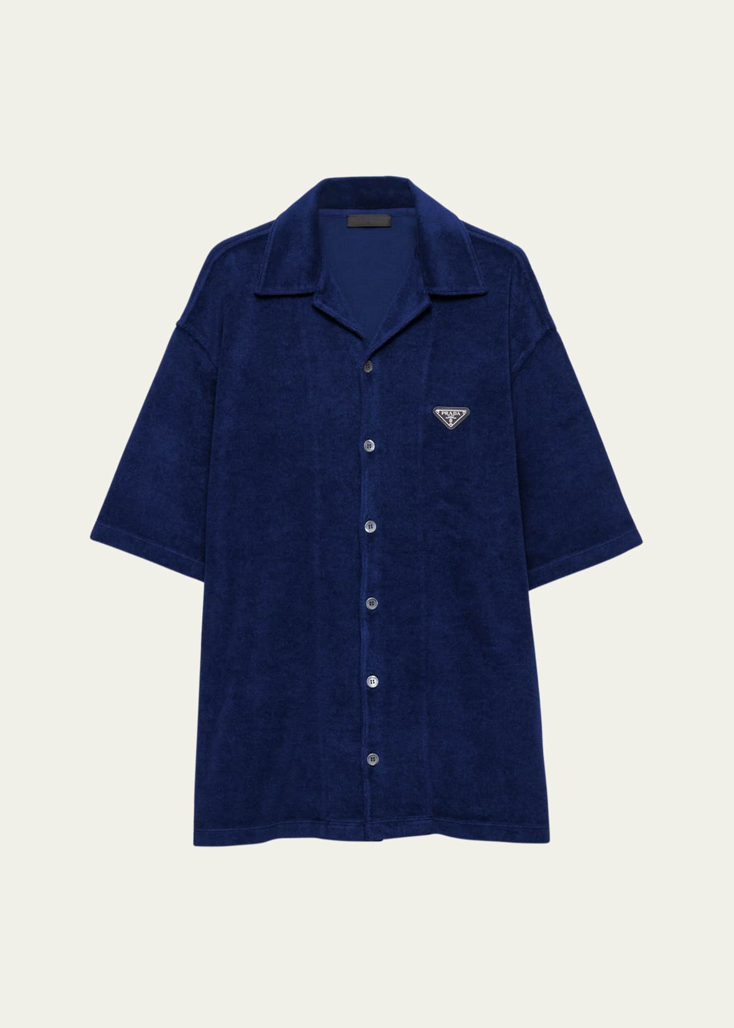 Prada Men's Spugna Terry Bowling Shirt Image 1 of 5