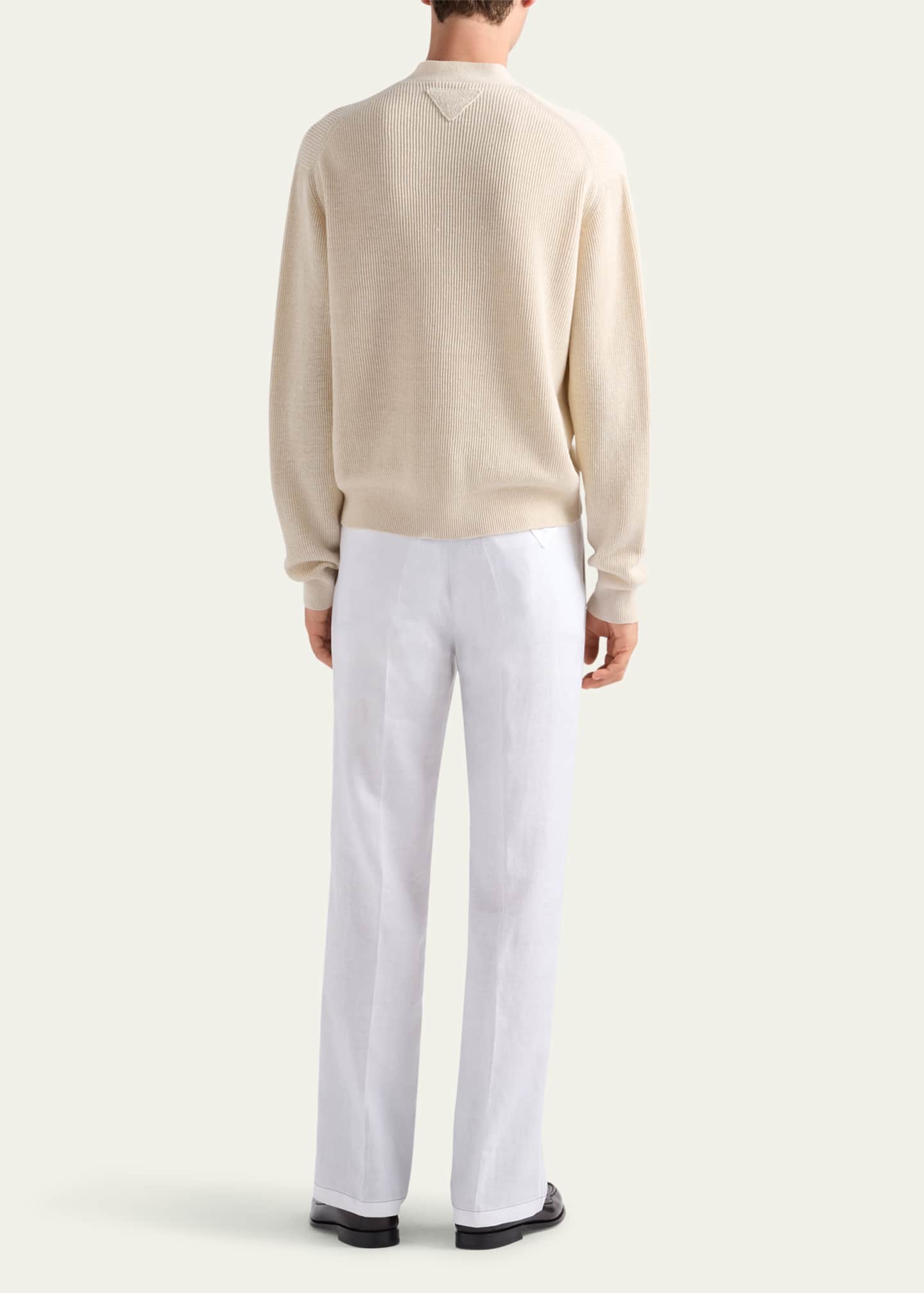 スラックス PRADA GEP403_14J2_F0ABR COTTON AND LINEN PATNS Natural Chambray pants | PRADA